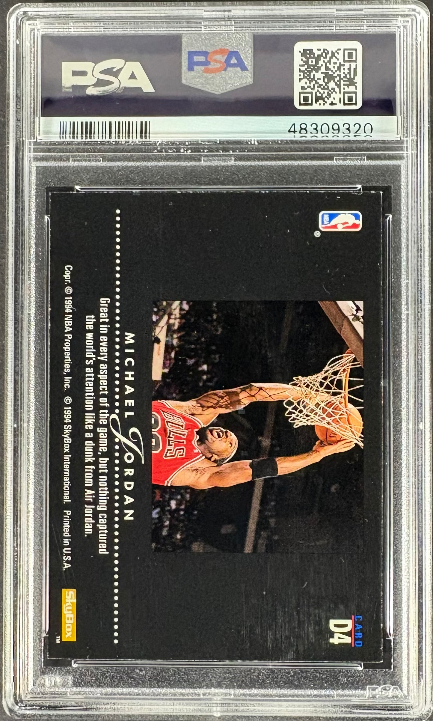 1993 Skybox Premium Dynamic Dunks Michael Jordan #D4 PSA 8