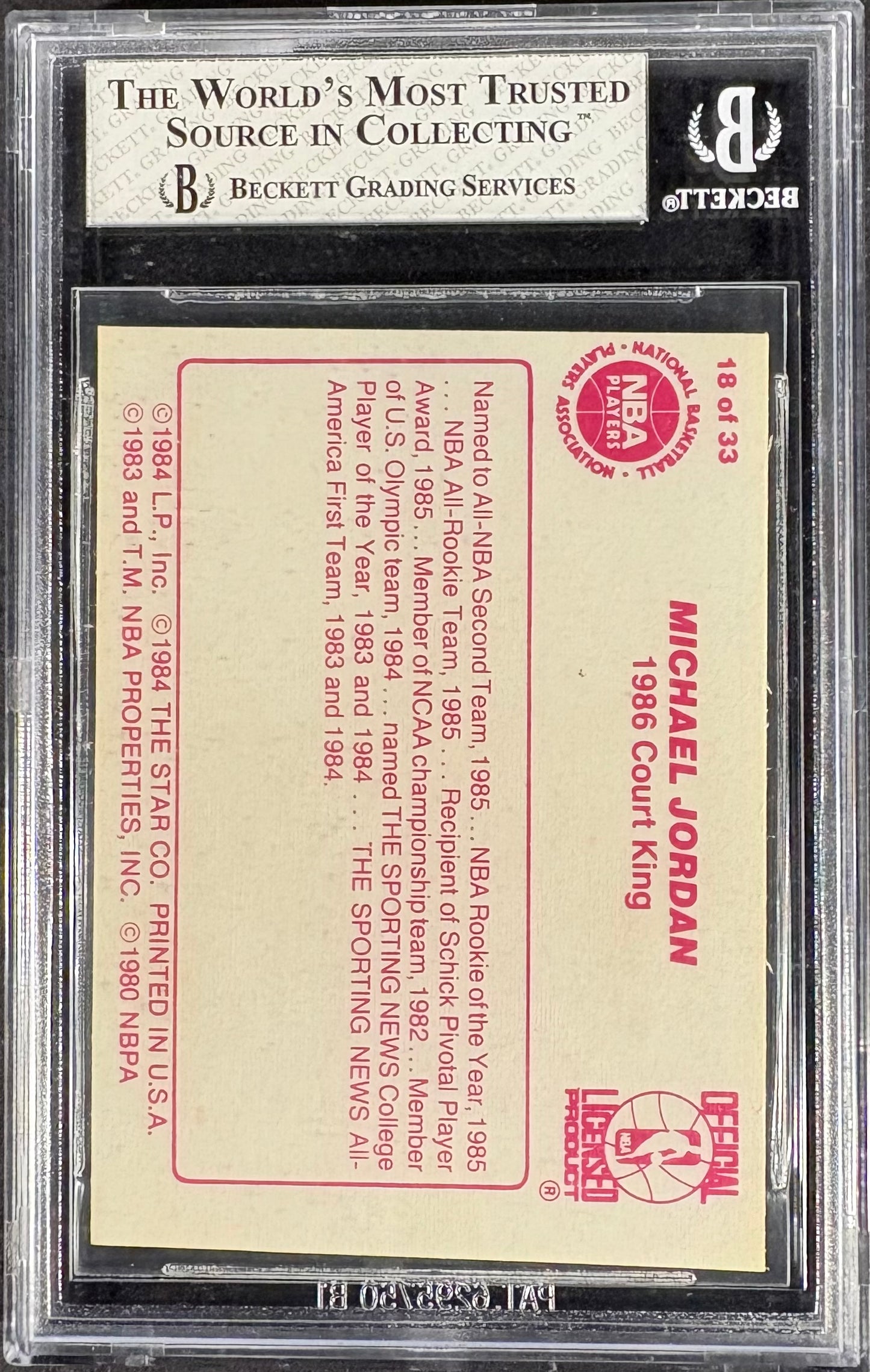 1986 Star Court Kings Michael Jordan #18 BGS 7.5 NM+