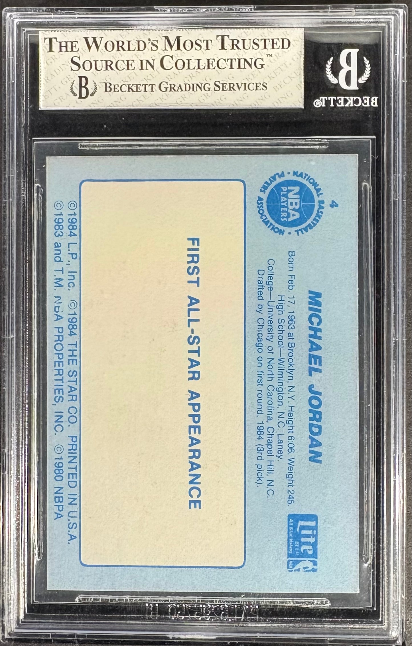 1985 Star Miller Lite All-Stars Michael Jordan #4A BGS 6.5 EX-MT+