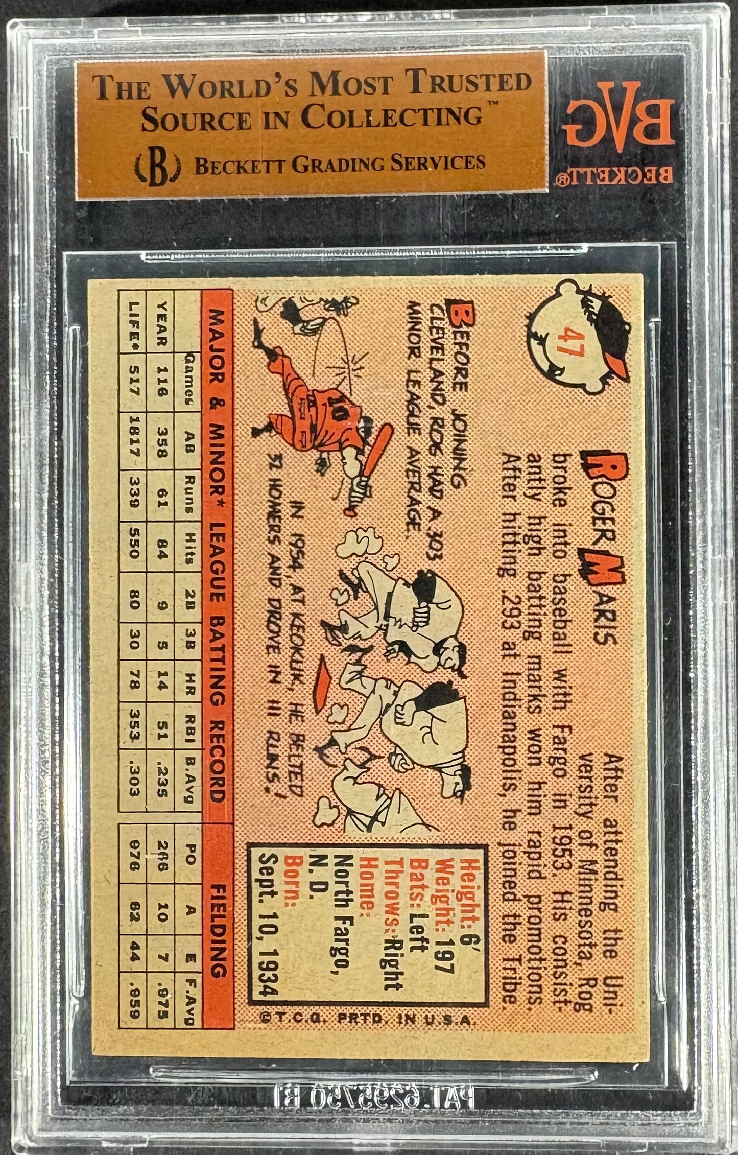 1958 Topps Roger Maris RC Rookie #47 BVG 7.5 NM+ Well Centered