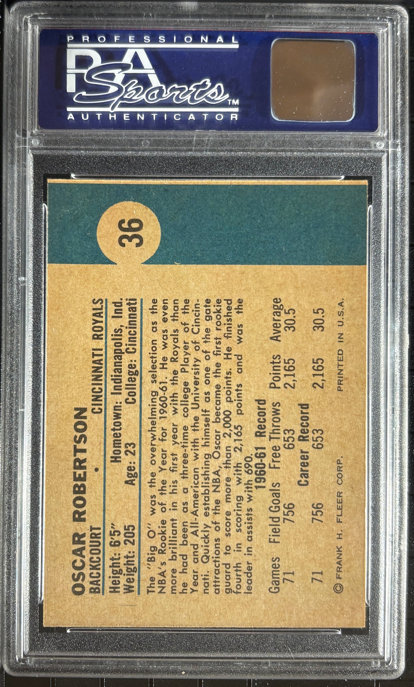 1961 Fleer #36 Oscar Robertson RC Rookie PSA 8 High Grade SHARP Nice Eye Appeal