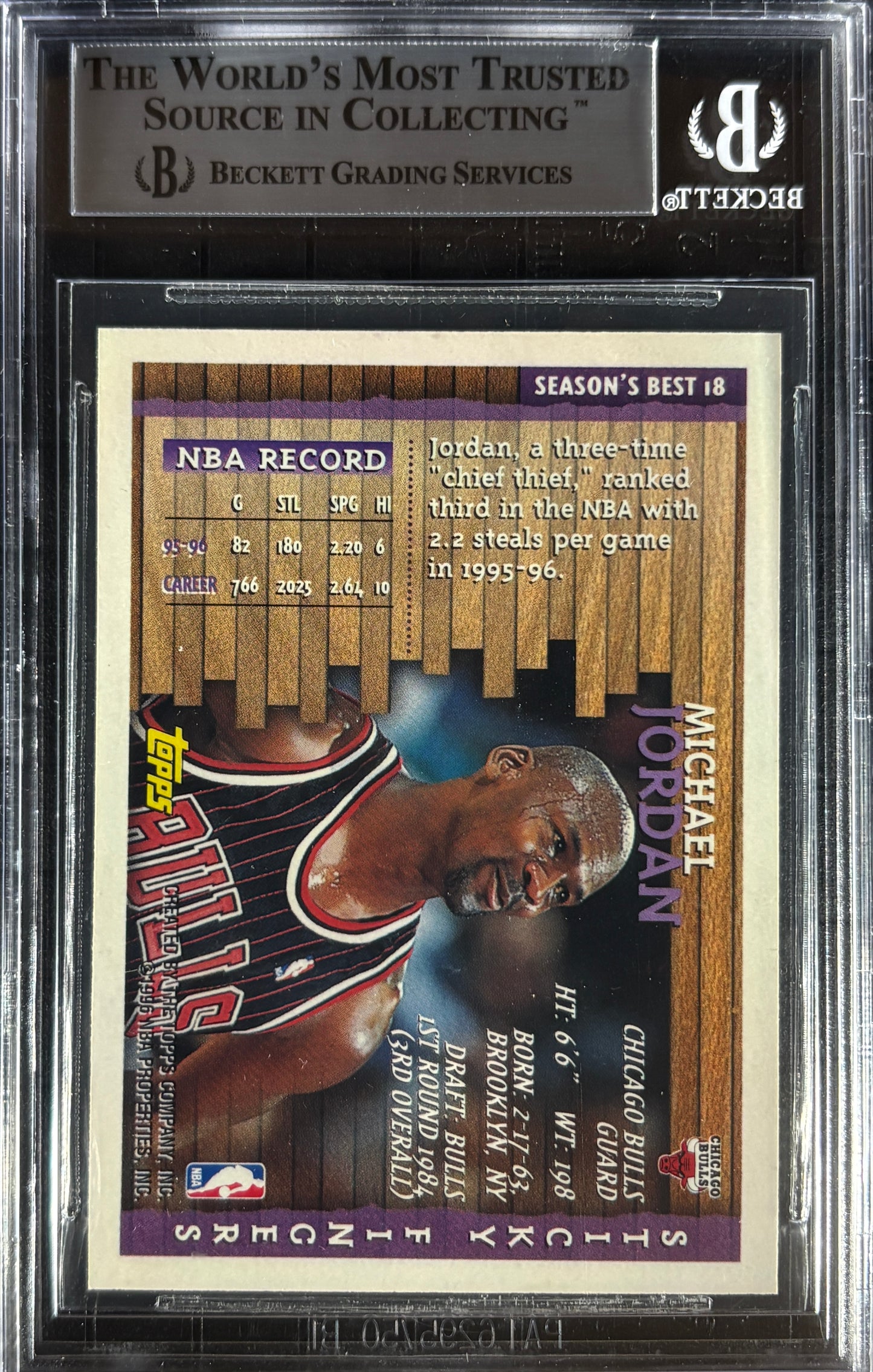 1996 Topps Season's Best #SB18 Michael Jordan Sticky Fingers BGS 9 MINT