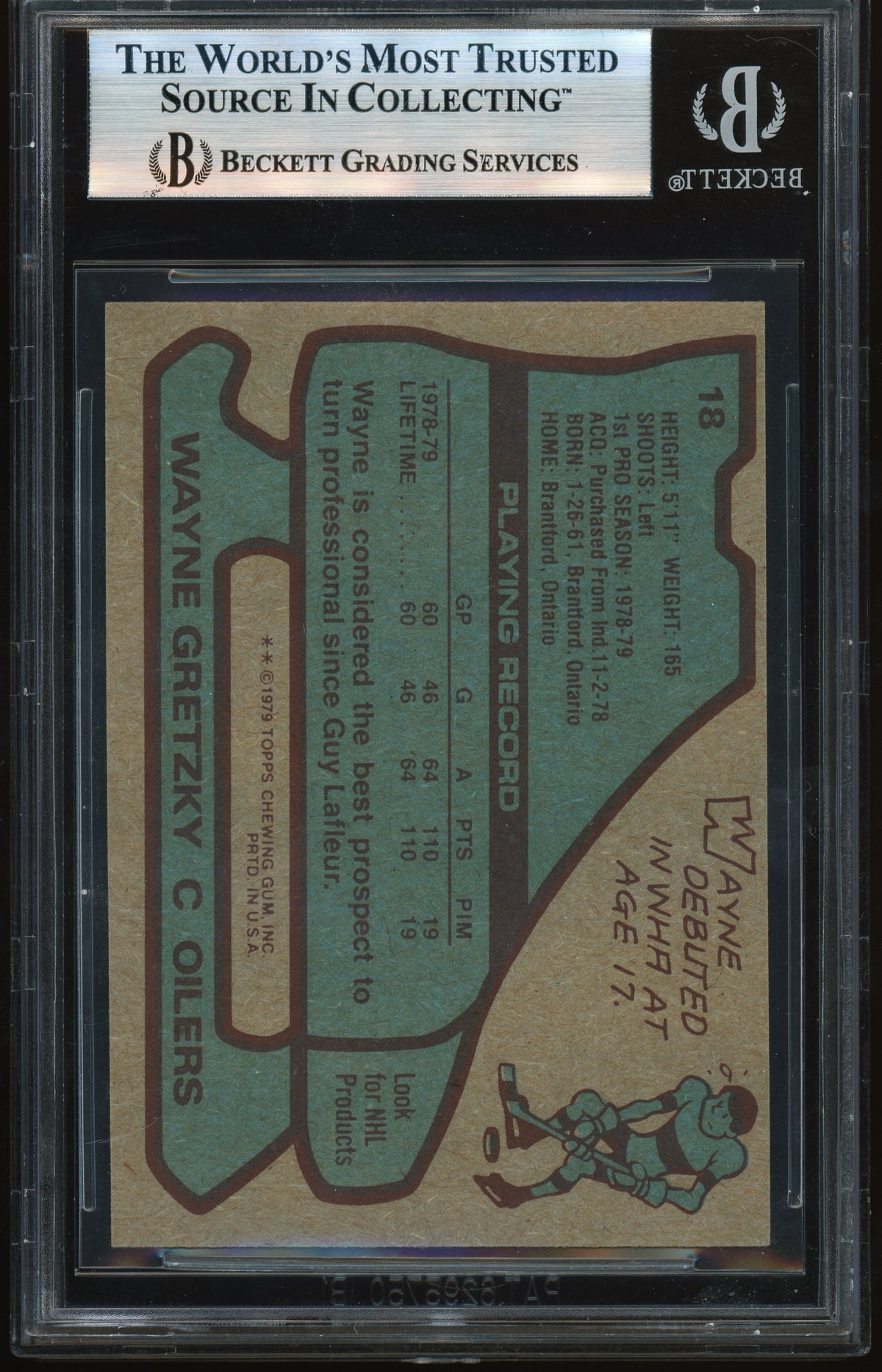 1978 Topps #18 Wayne Gretzky RC Rookie BGS 8.5 NM-MT+ High Grade