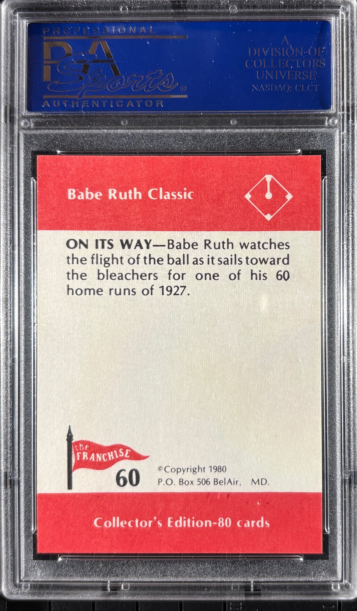 1980 Franchise Babe Ruth #60 On Its Way PSA 10 GEM MT