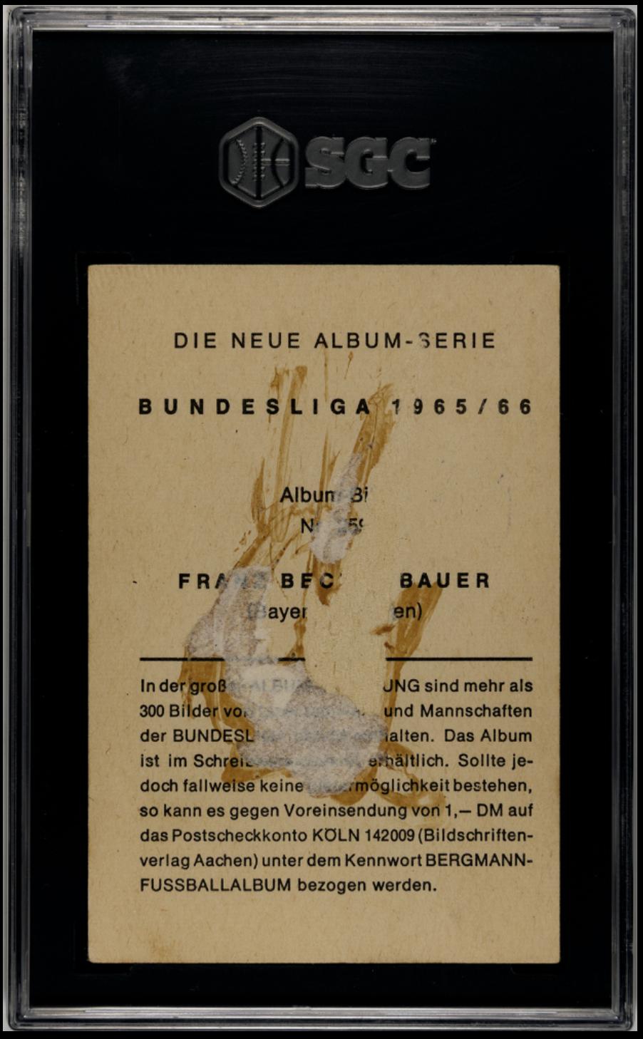1965-66 Bergmann Fussball #259 Franz Beckenbauer RC Rookie SGC 1