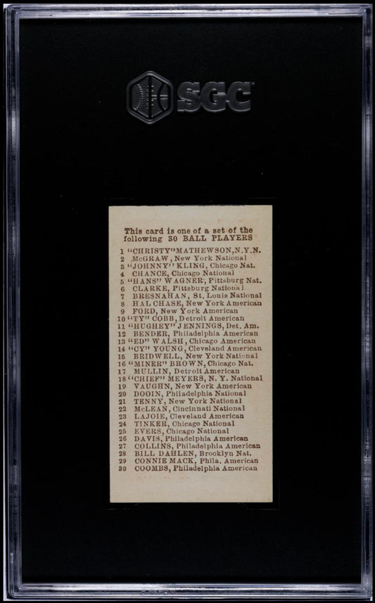 1910 E98 Set of 30 Chief Bender SGC 9 MINT High Grade