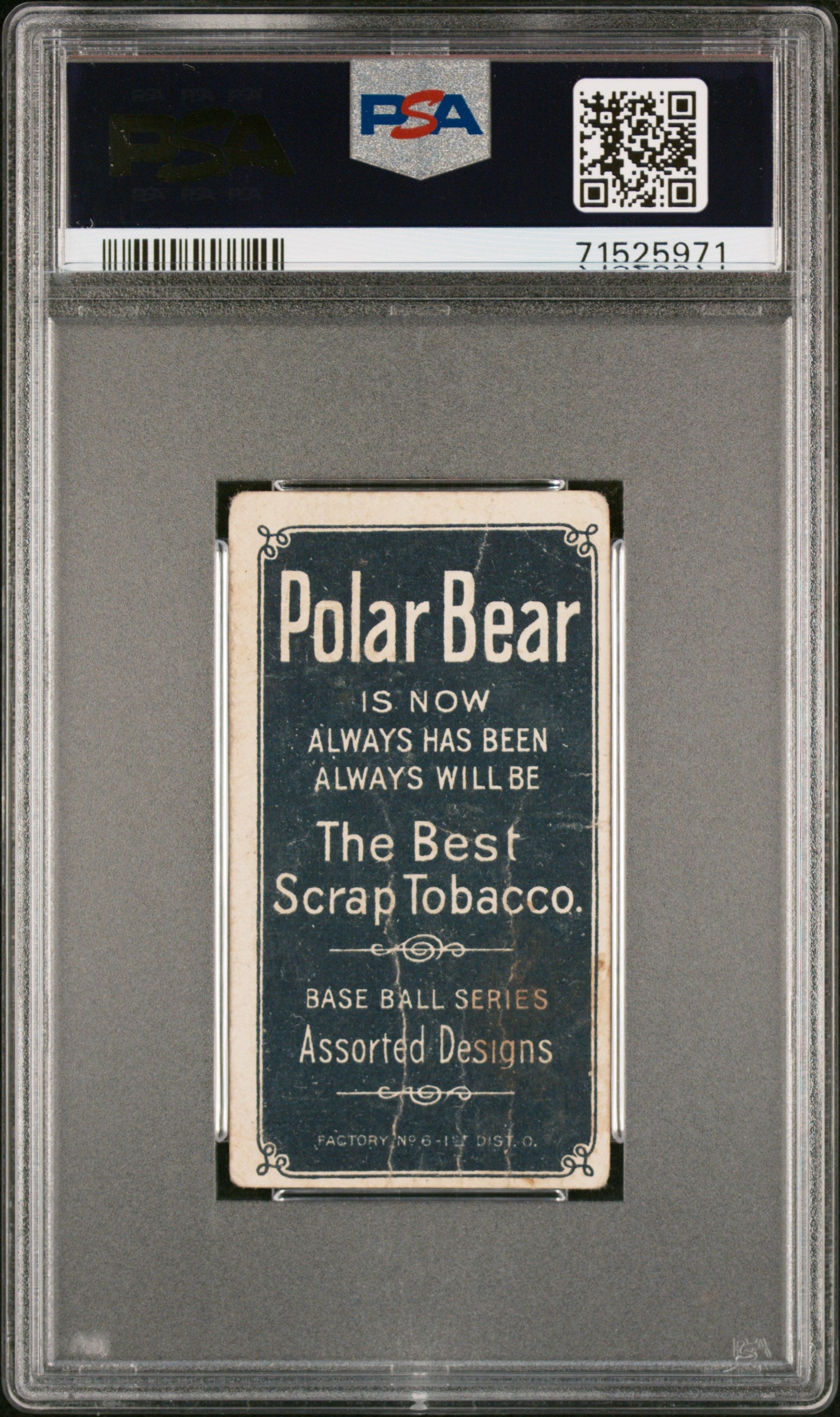 1909-11 T206 Polar Bear Joe Tinker Bat Off Shoulder PSA 1 New Label