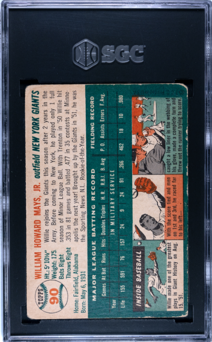 1954 Topps #90 Willie Mays SGC 2.5 GD+