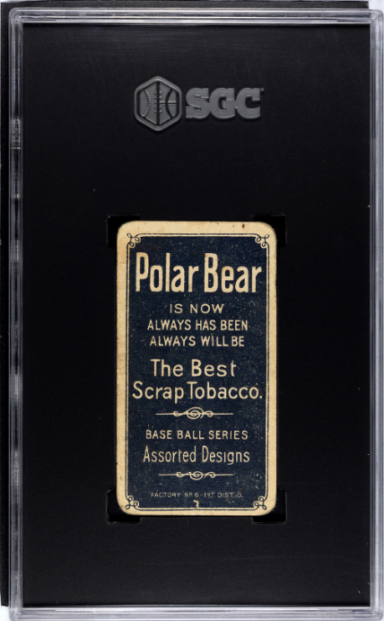 1910 T206 Polar Bear Walter Johnson Hands at Chest SGC 2.5 GD+