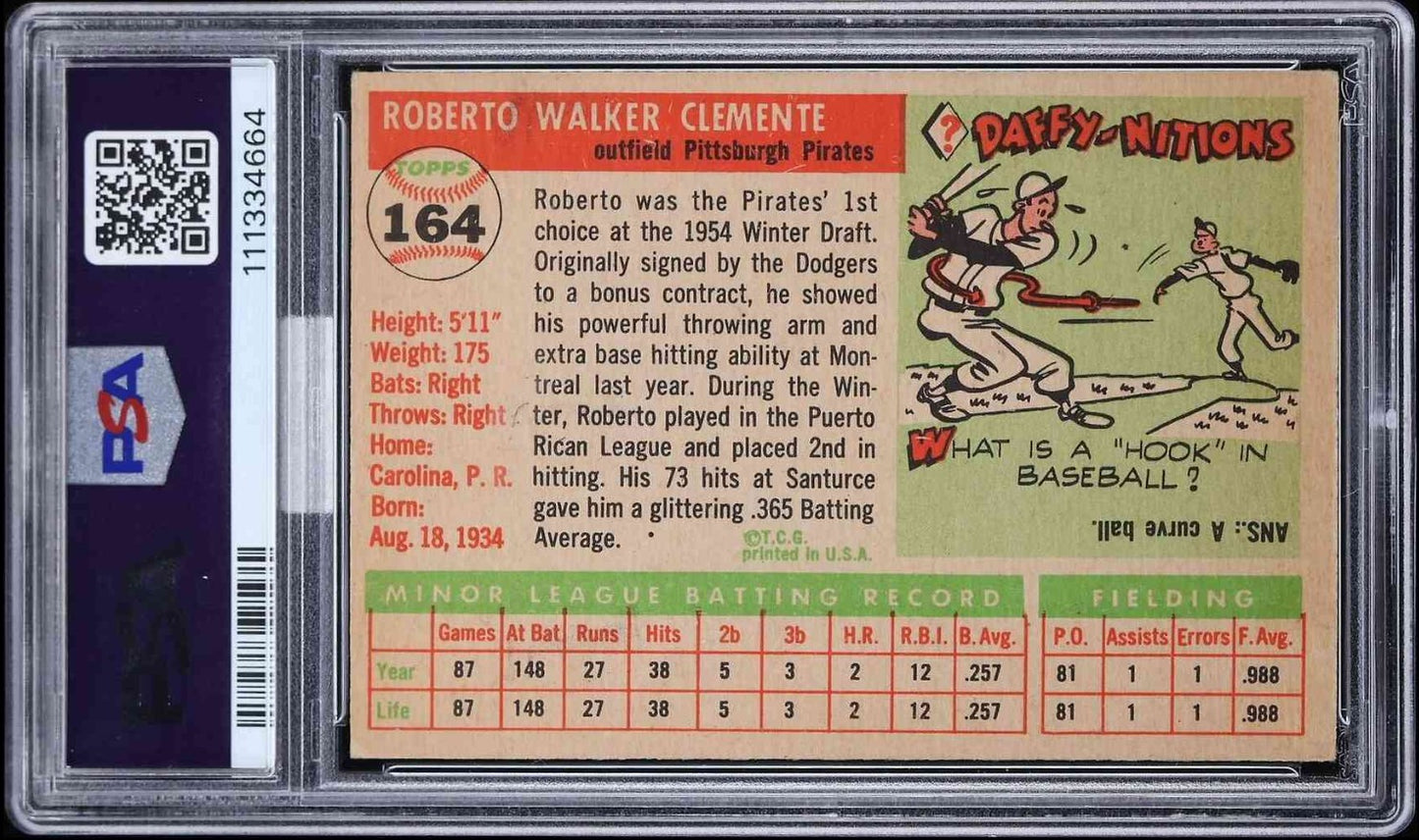 1955 Topps #164 Roberto Clemente Rookie PSA 3.5 MBA GOLD DIAMOND TOP EYE APPEAL