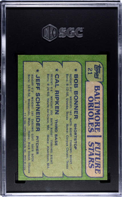 1982 Topps #21 Cal Ripken Jr. RC Rookie SGC 9.5 MINT+