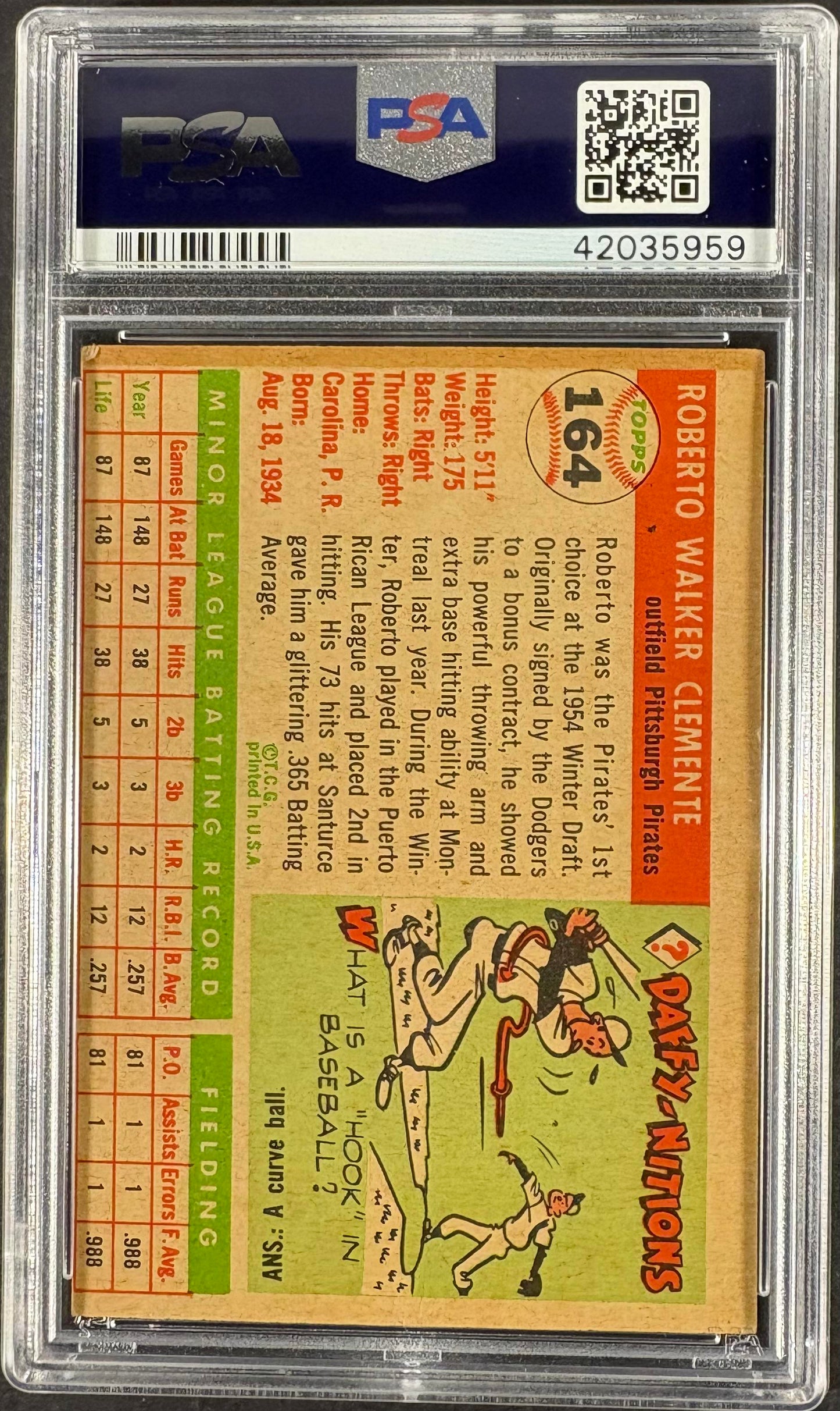 1955 Topps #164 Roberto Clemente RC Rookie PSA 5 mc New Label