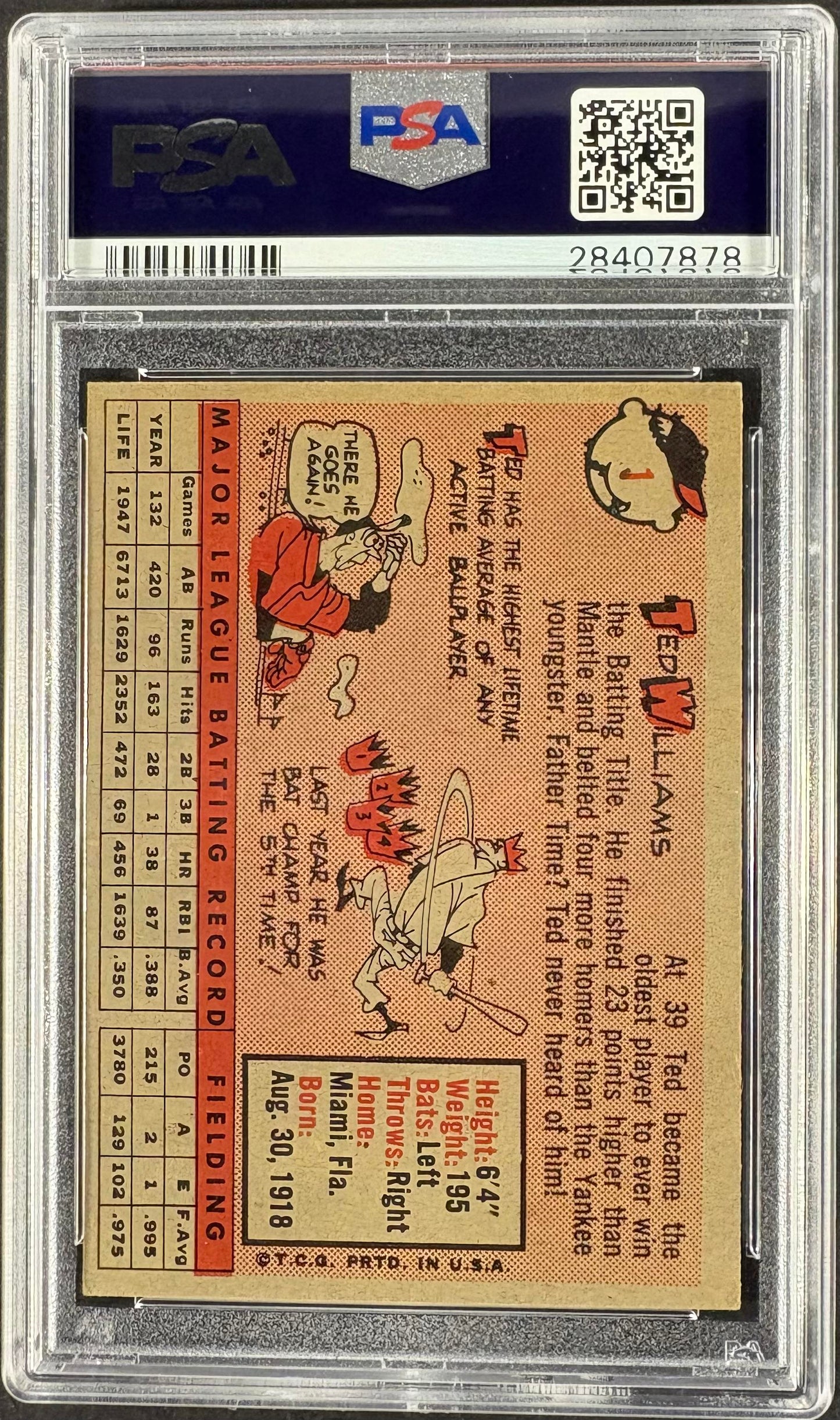 1958 Topps #1 Ted Williams PSA 5.5 EX+ New Label
