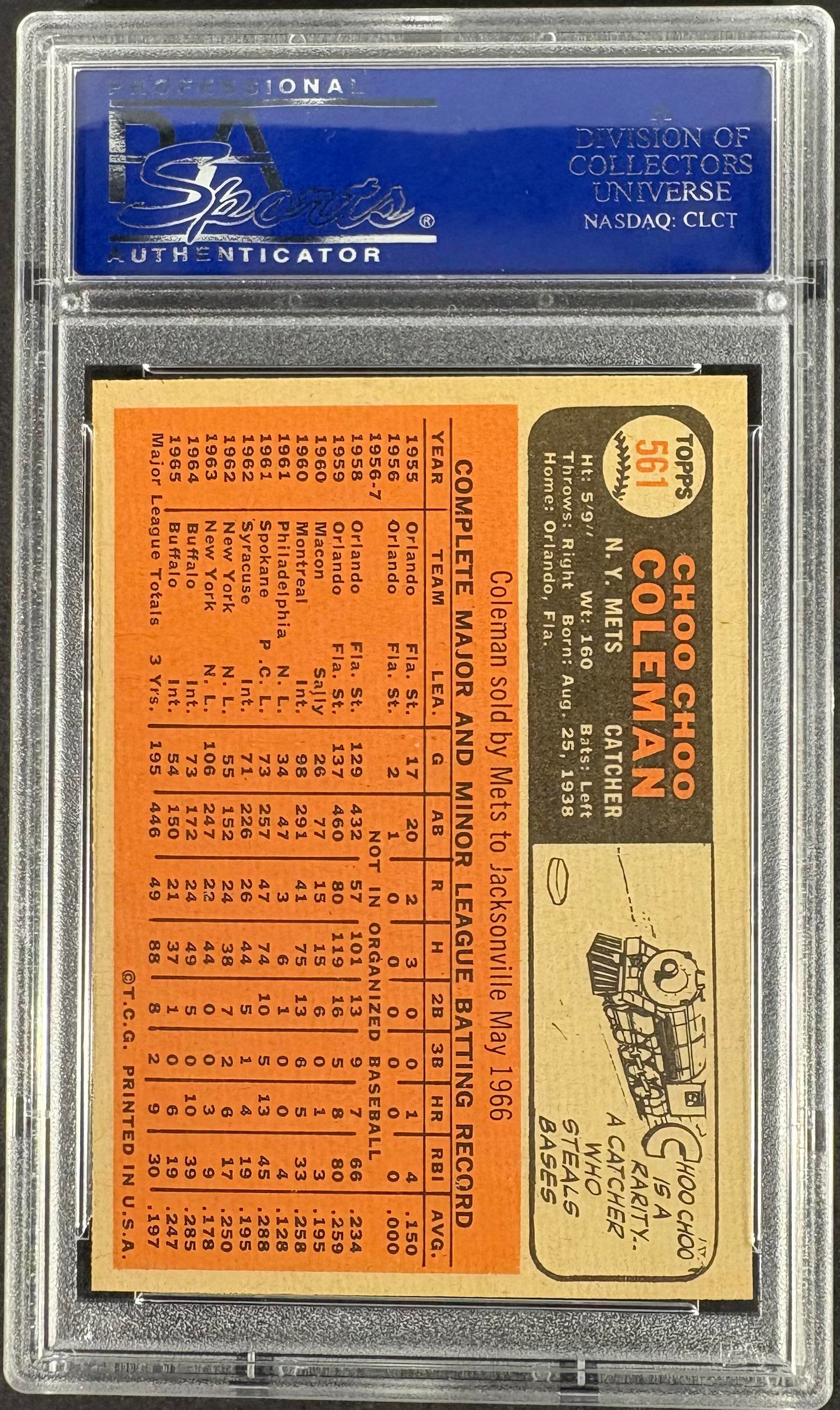 1966 Topps #561 Choo Choo Coleman PSA 8 NM-MT High Grade