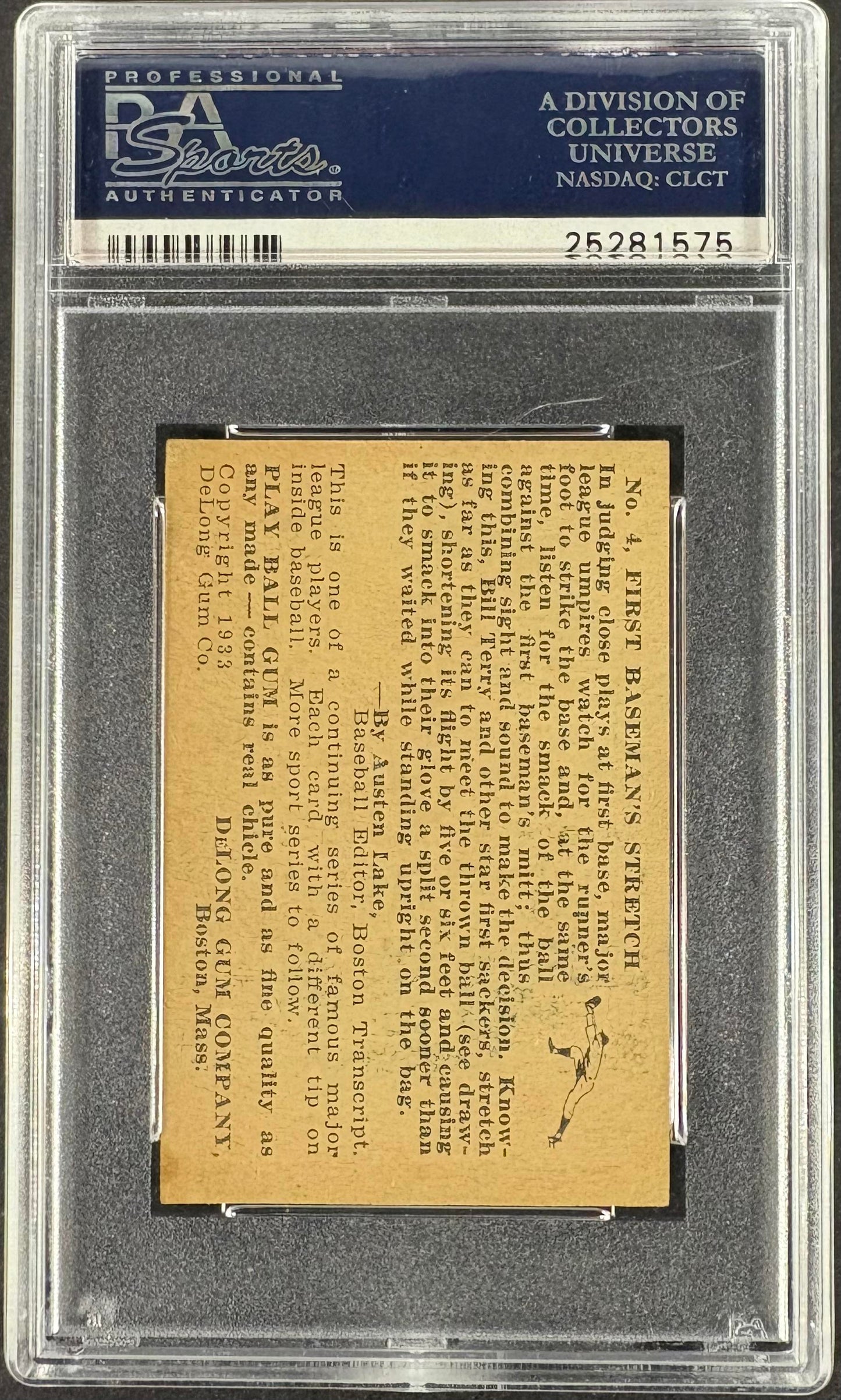 1933 DeLong Gum (R333) #4 Bill Terry PSA 4 VG-EX