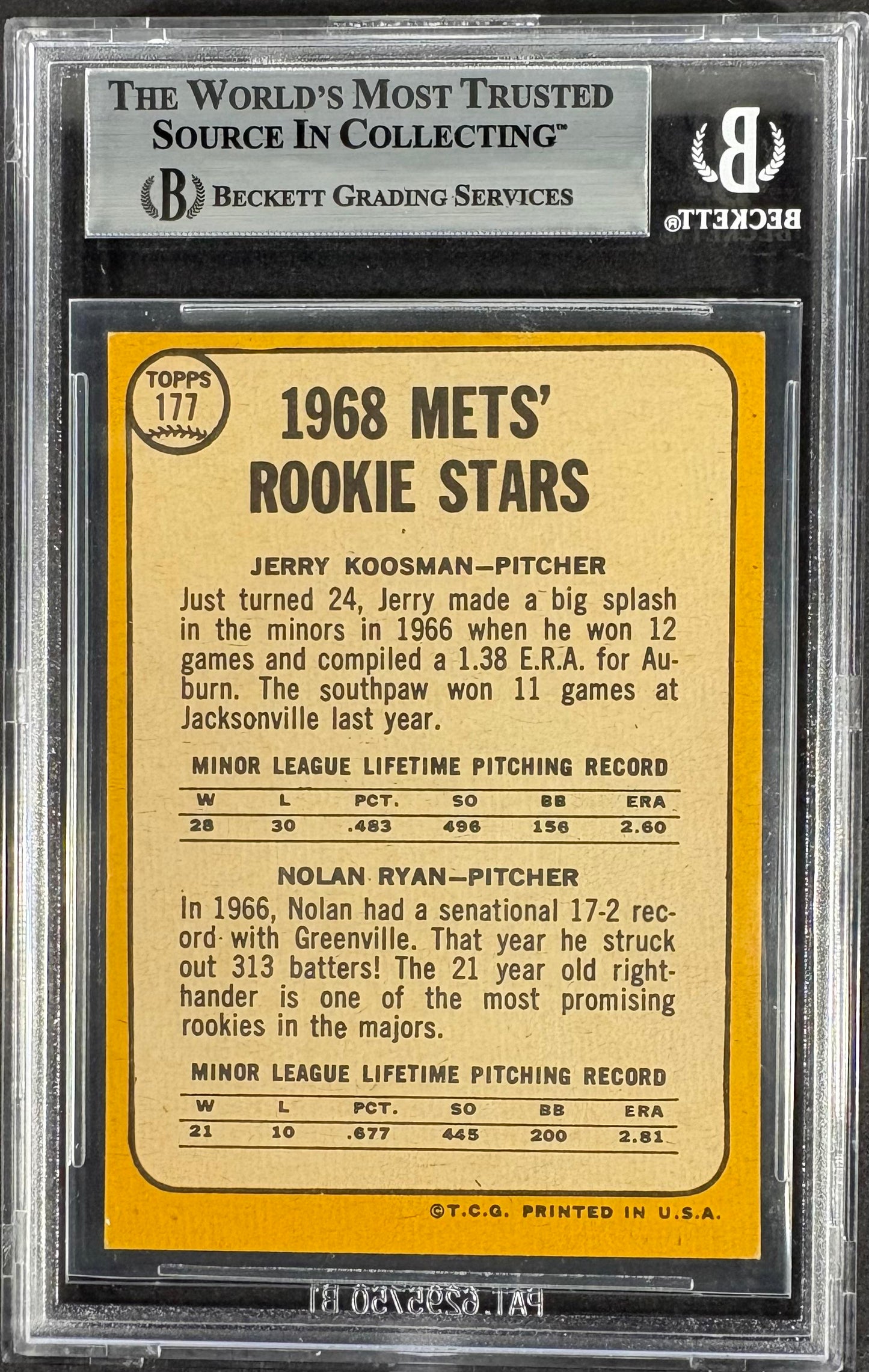 1968 Topps #177 Nolan Ryan RC Rookie BGS 5.5 EX+