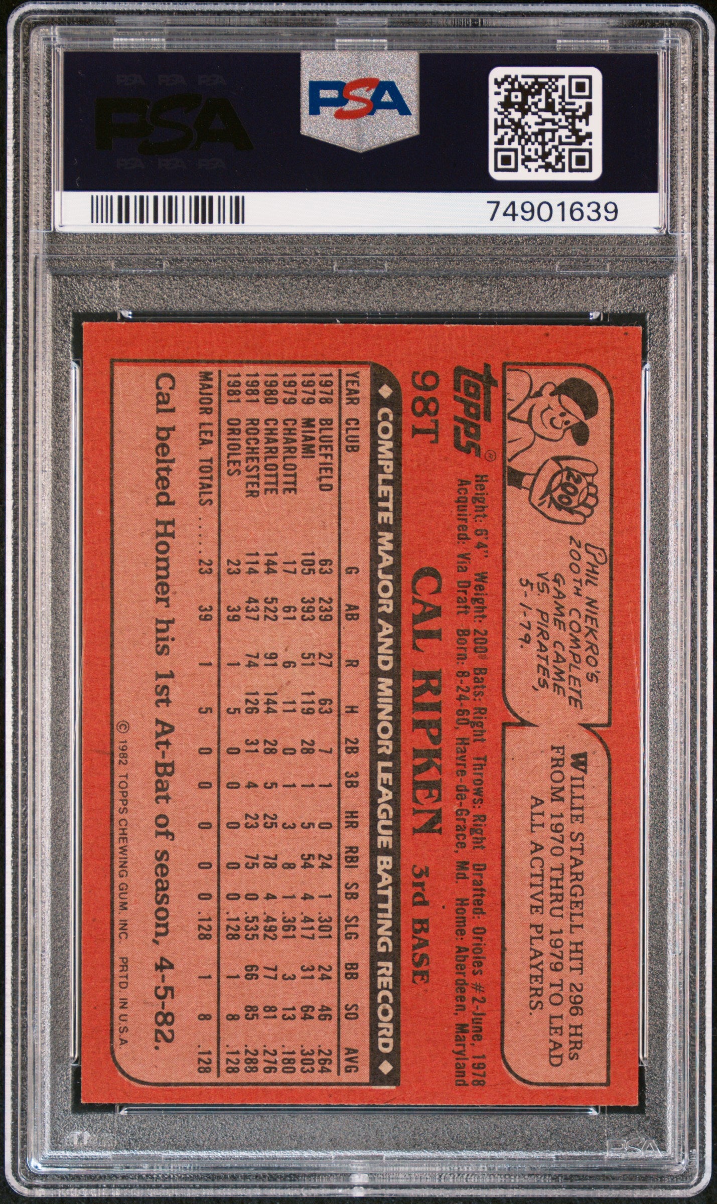 1982 Topps Traded #98T Cal Ripken Jr Rookie PSA 8 / 10 AUTO PWCC-E TOP 15%