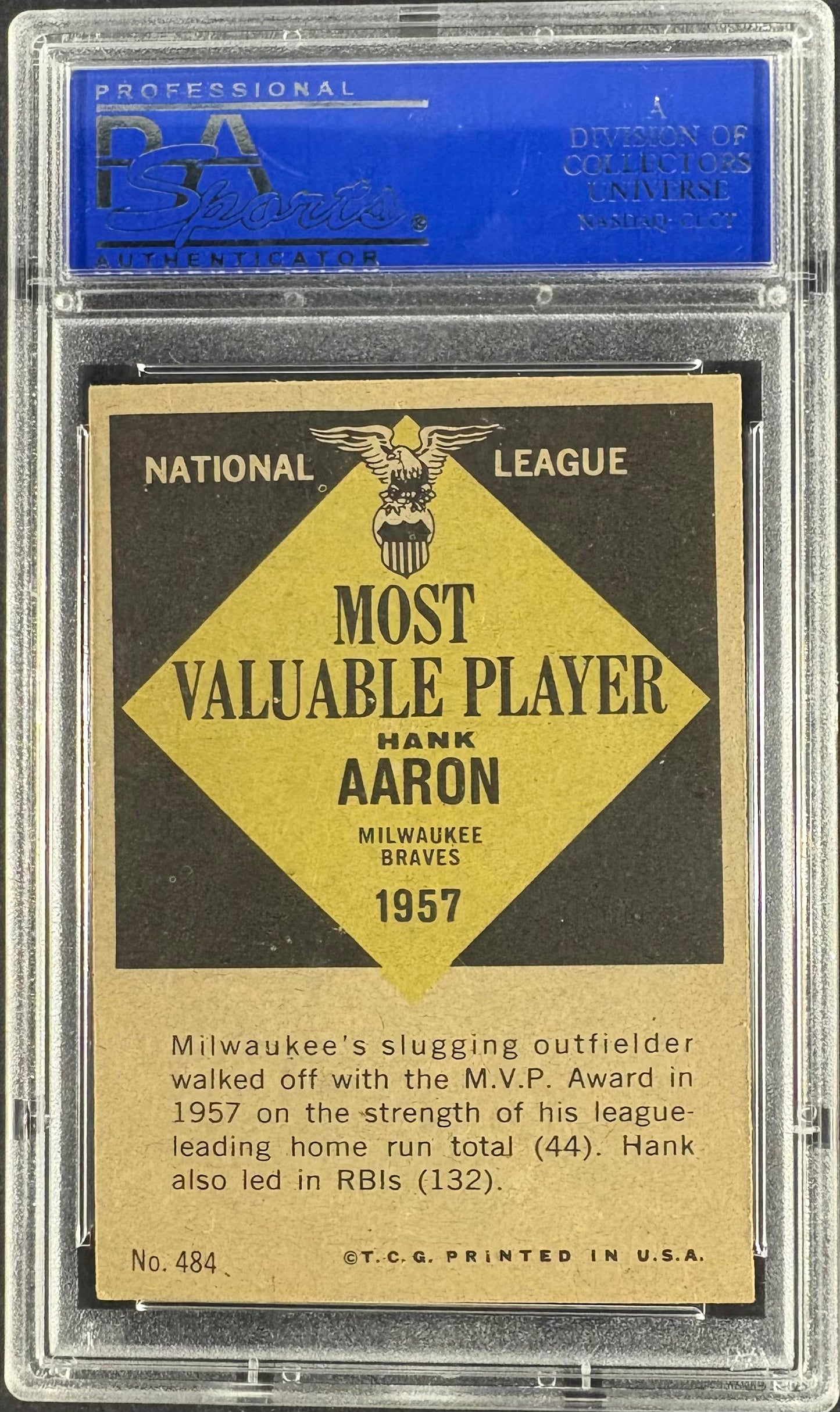 1961 Topps #484 Hank Aaron MVP PSA 6 EX-MT