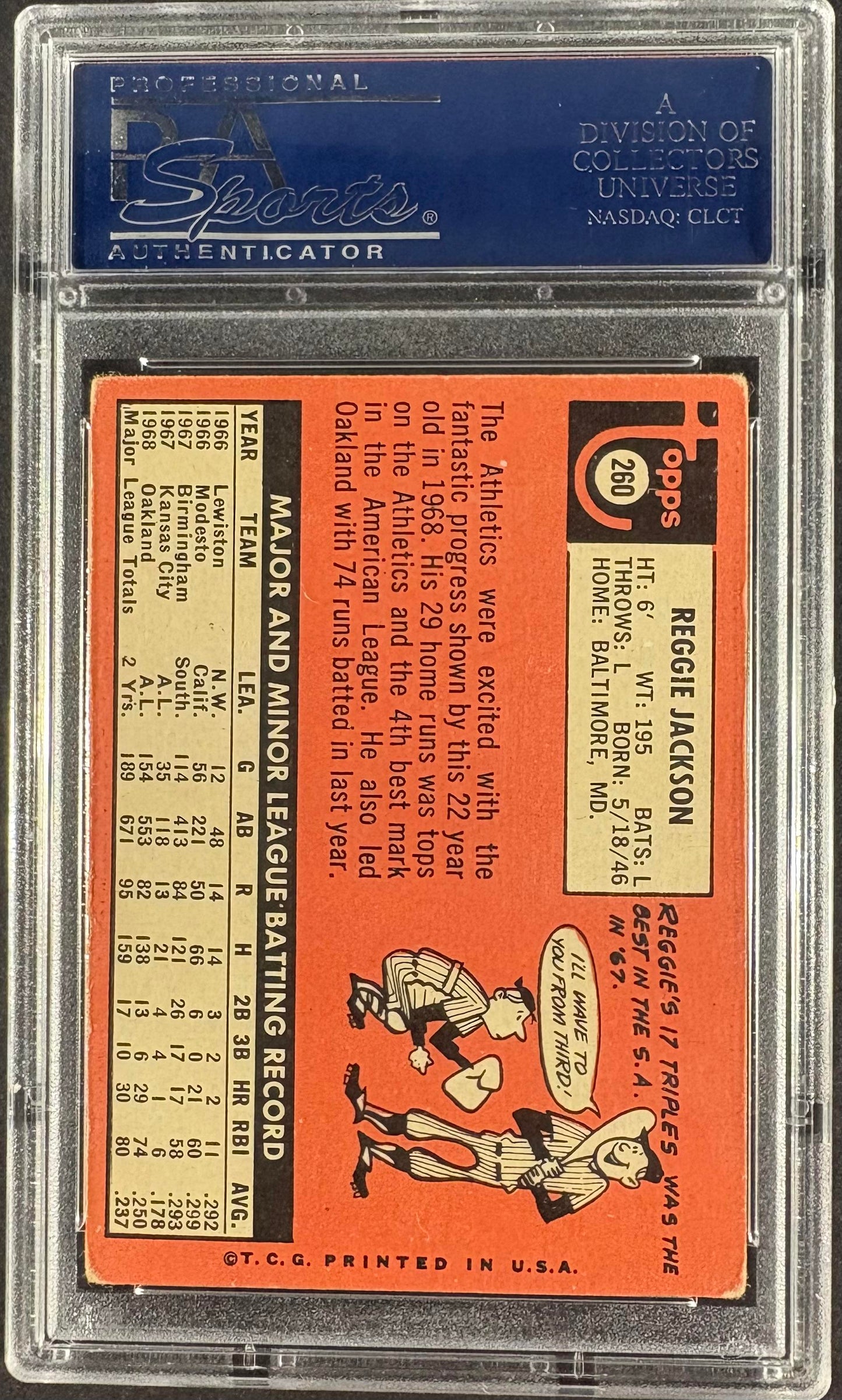 1969 Topps #260 Reggie Jackson RC Rookie PSA 4 VG-EX Well Centered