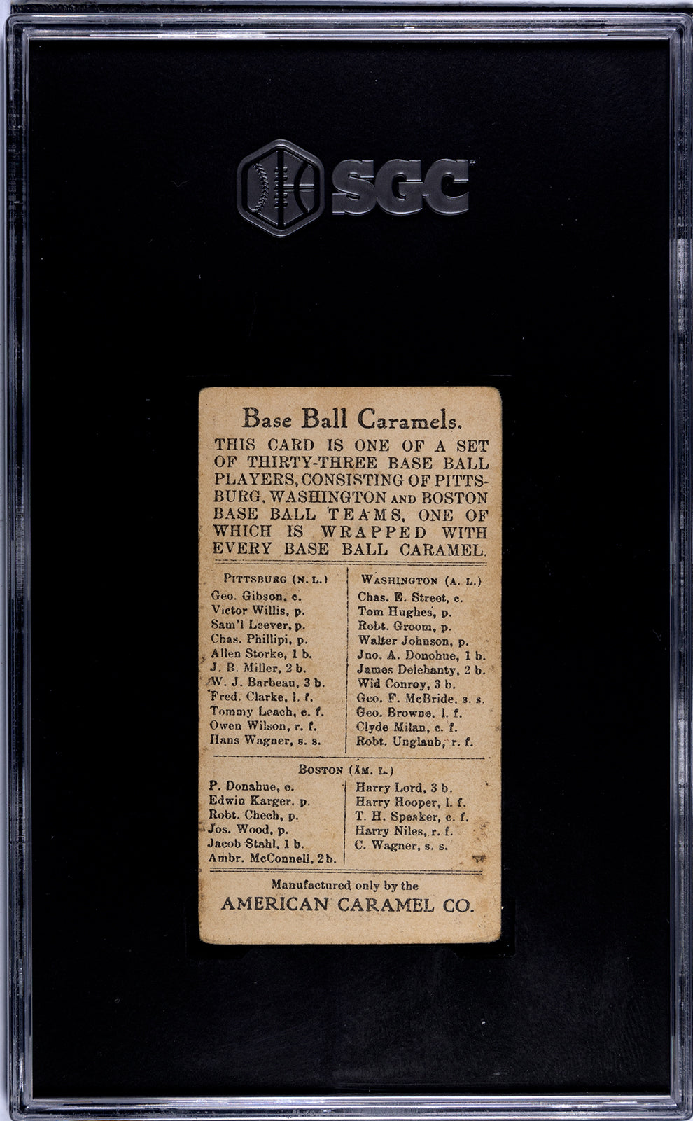 1910 American Caramel (E91-C) #NNO Hans Wagner SGC 3