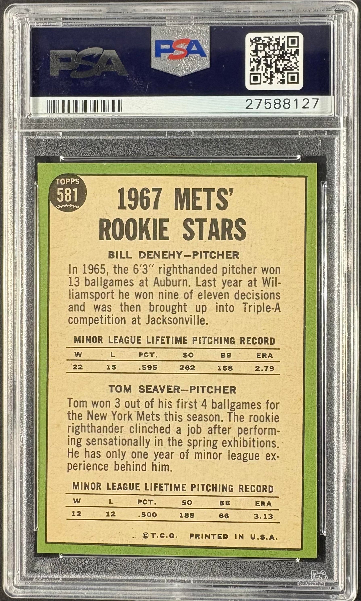 1967 Topps #581 Tom Seaver RC Rookie PSA 6 EX-MT New Label