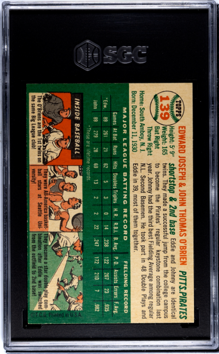 1954 Topps #139 Ed & John O'Brien Brothers SGC 8 NM-MT STUNNING High Grade