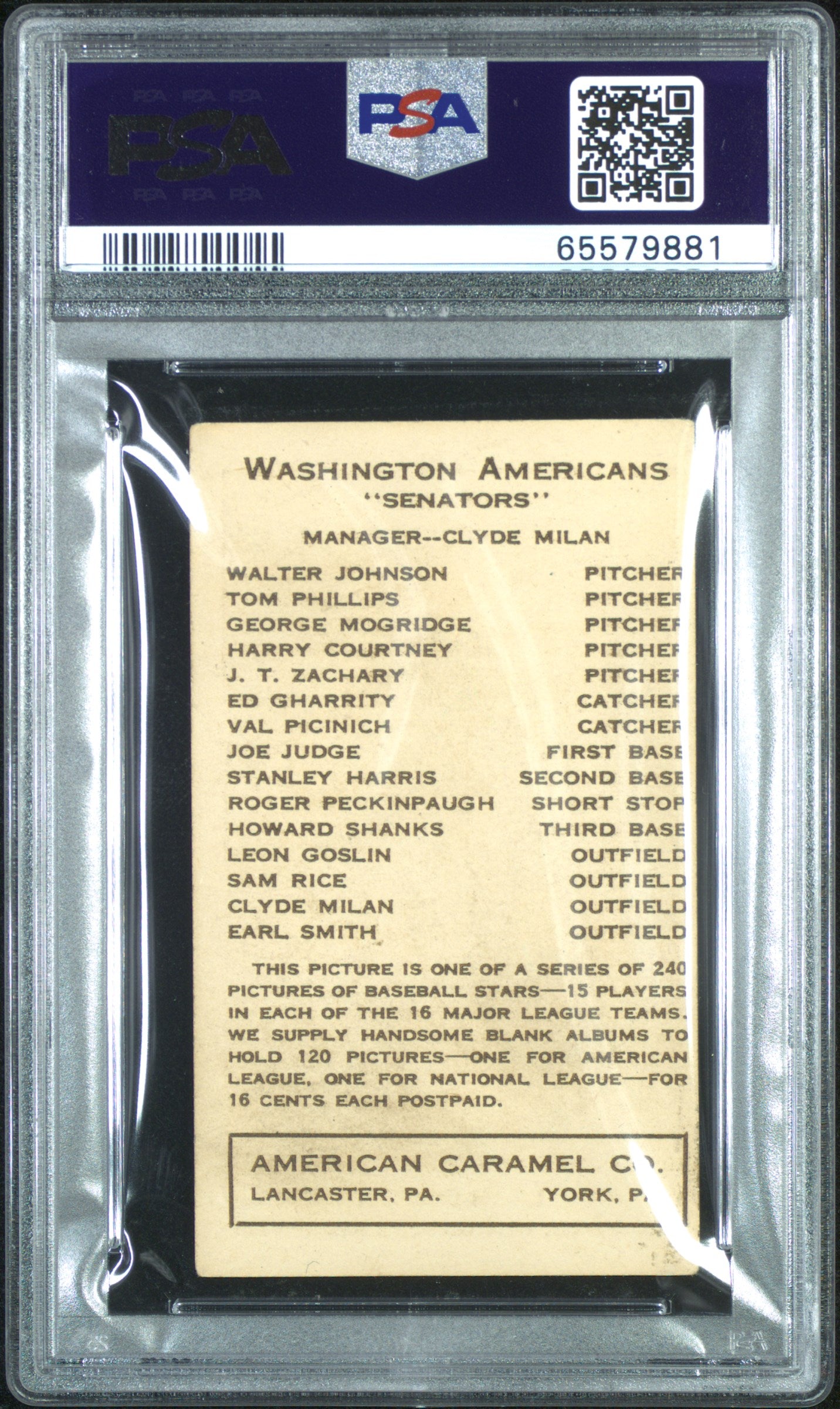 1922 E120 American Caramel Leon Goose Goslin RC Rookie PSA 3 VG New Label