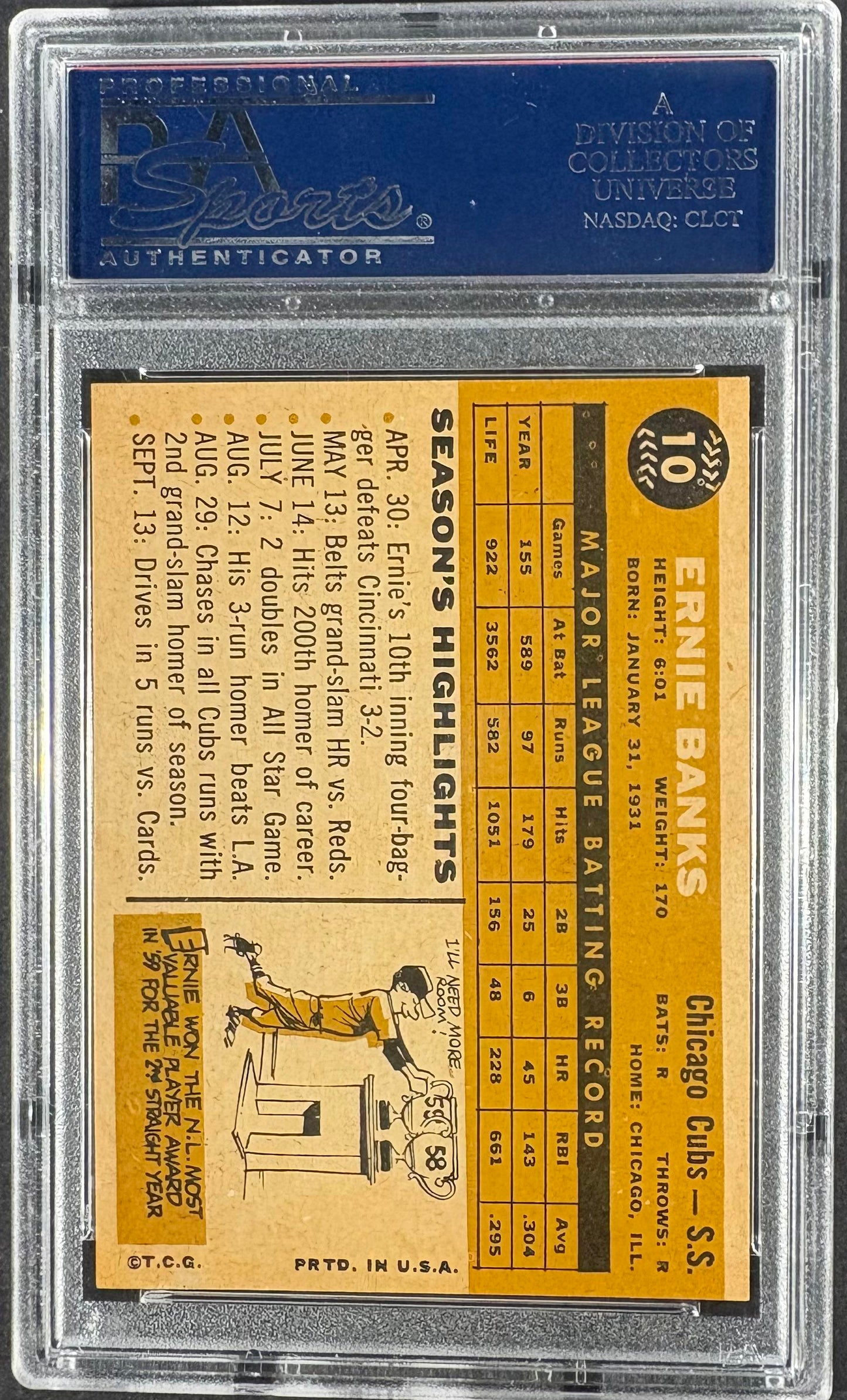 1960 Topps #10 Ernie Banks PSA 7 NM Near Mint Well Centered