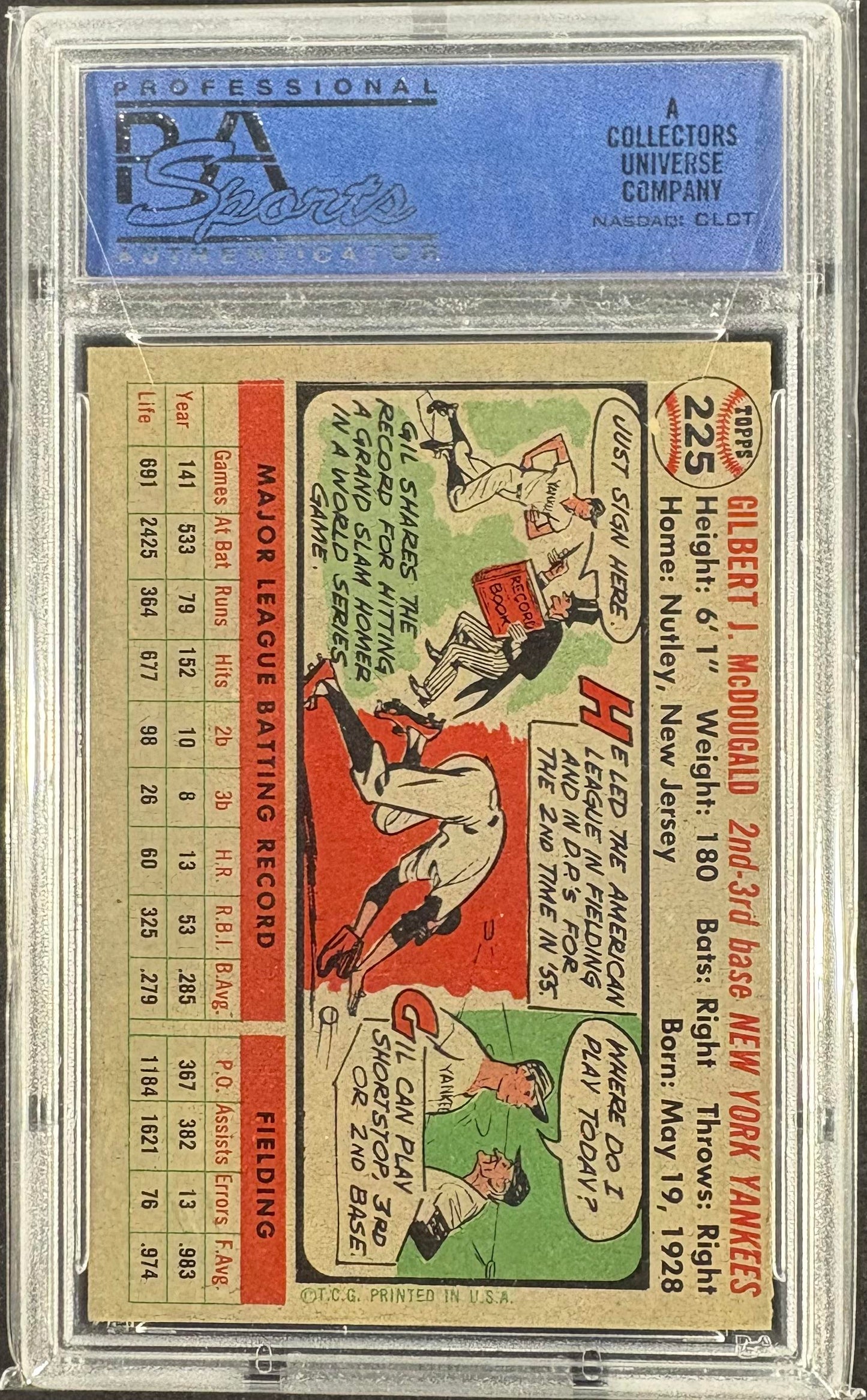 1956 Topps #225 Gil McDougald PSA 7