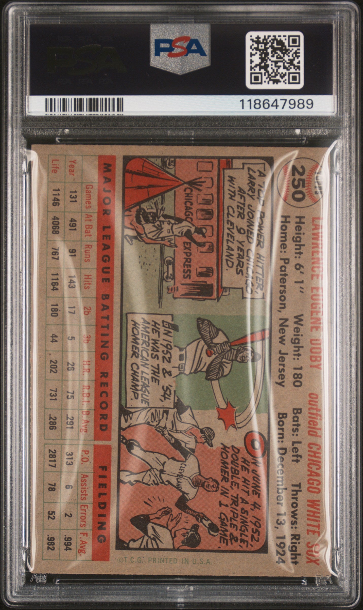 1956 Topps #250 Larry Doby PSA 5 EX New Label