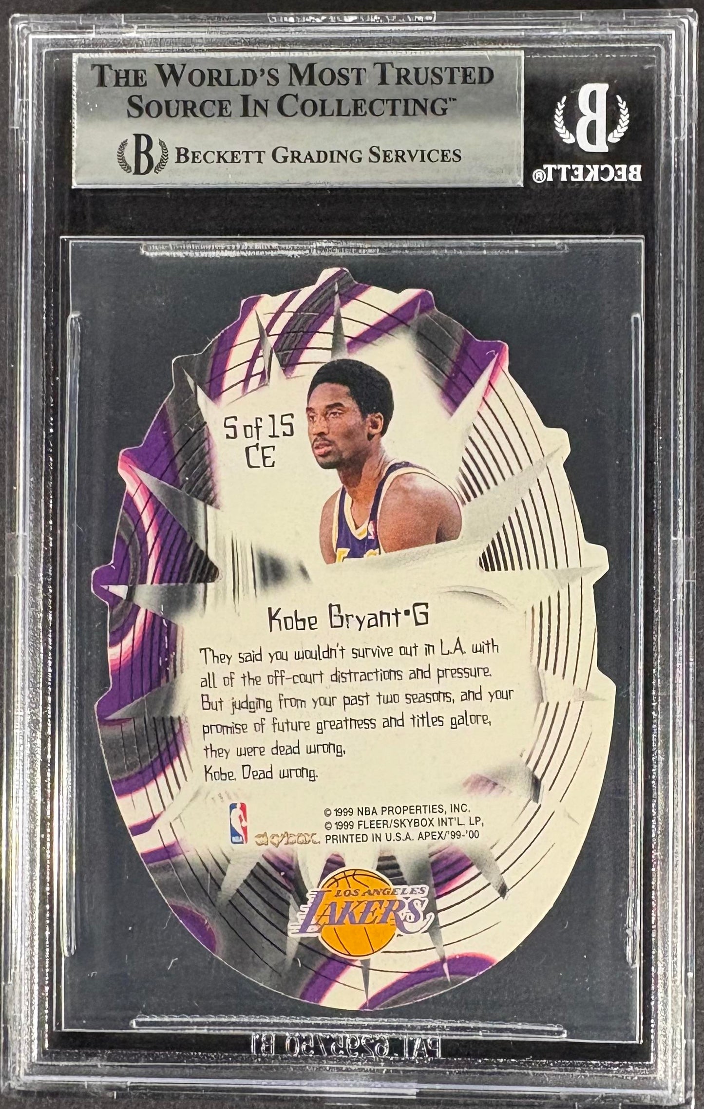 1999-00 SkyBox Apex #5 CE Kobe Bryant Cutting Edge BGS 9 MINT