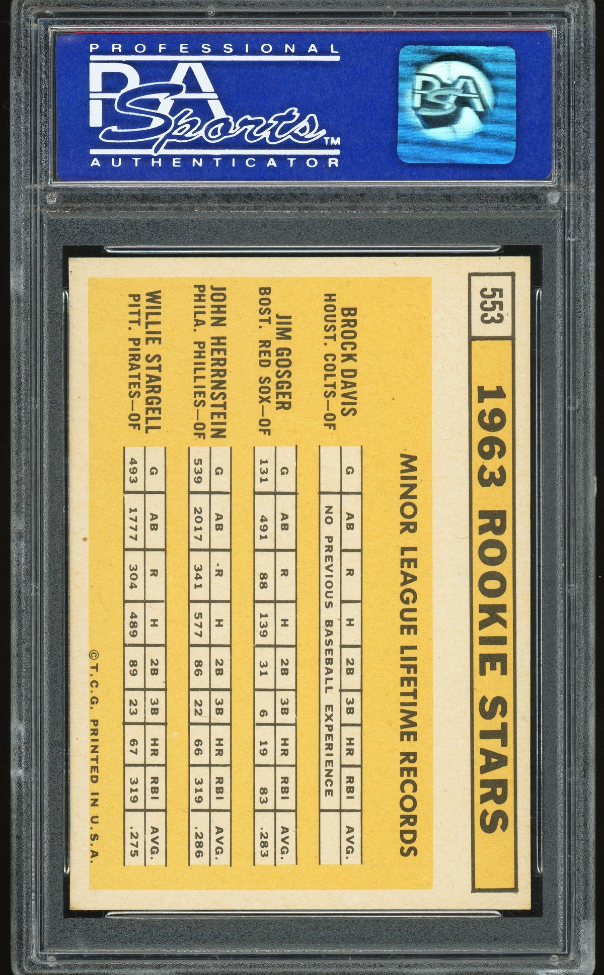 1963 Topps #553 Willie Stargell RC Rookie PSA 8 NM-MT High Grade