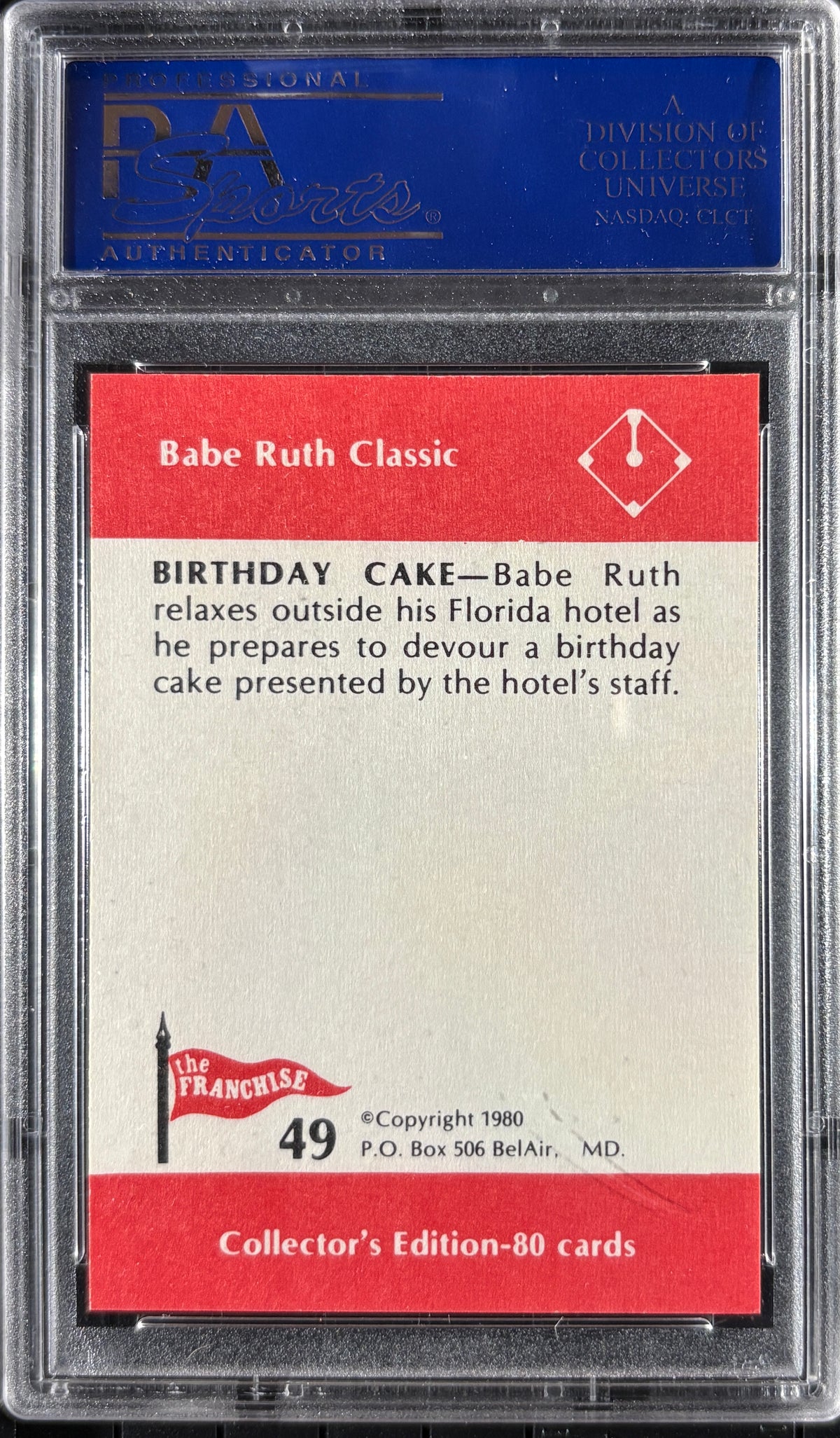 1980 Franchise Babe Ruth #49 Birthday Cake PSA 10 GEM MT