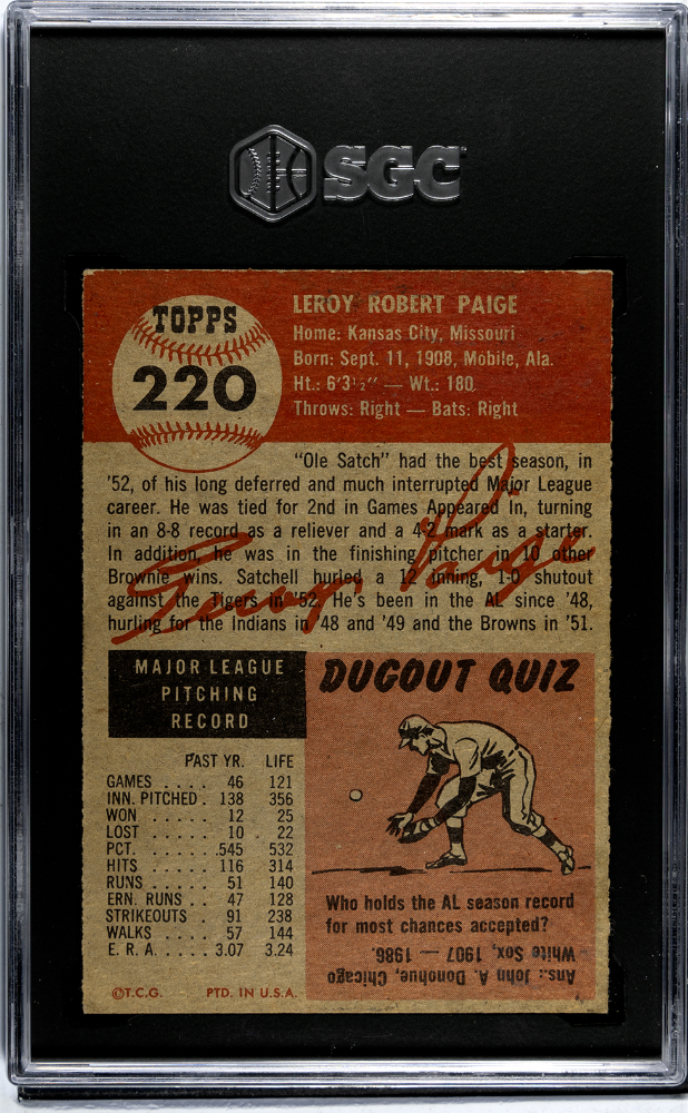 1953 Topps #220 Satchell Satchel Paige SGC 5.5 EX+
