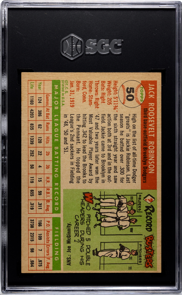 1955 Topps #50 Jackie Robinson SGC 6 EX-NM Nice Color
