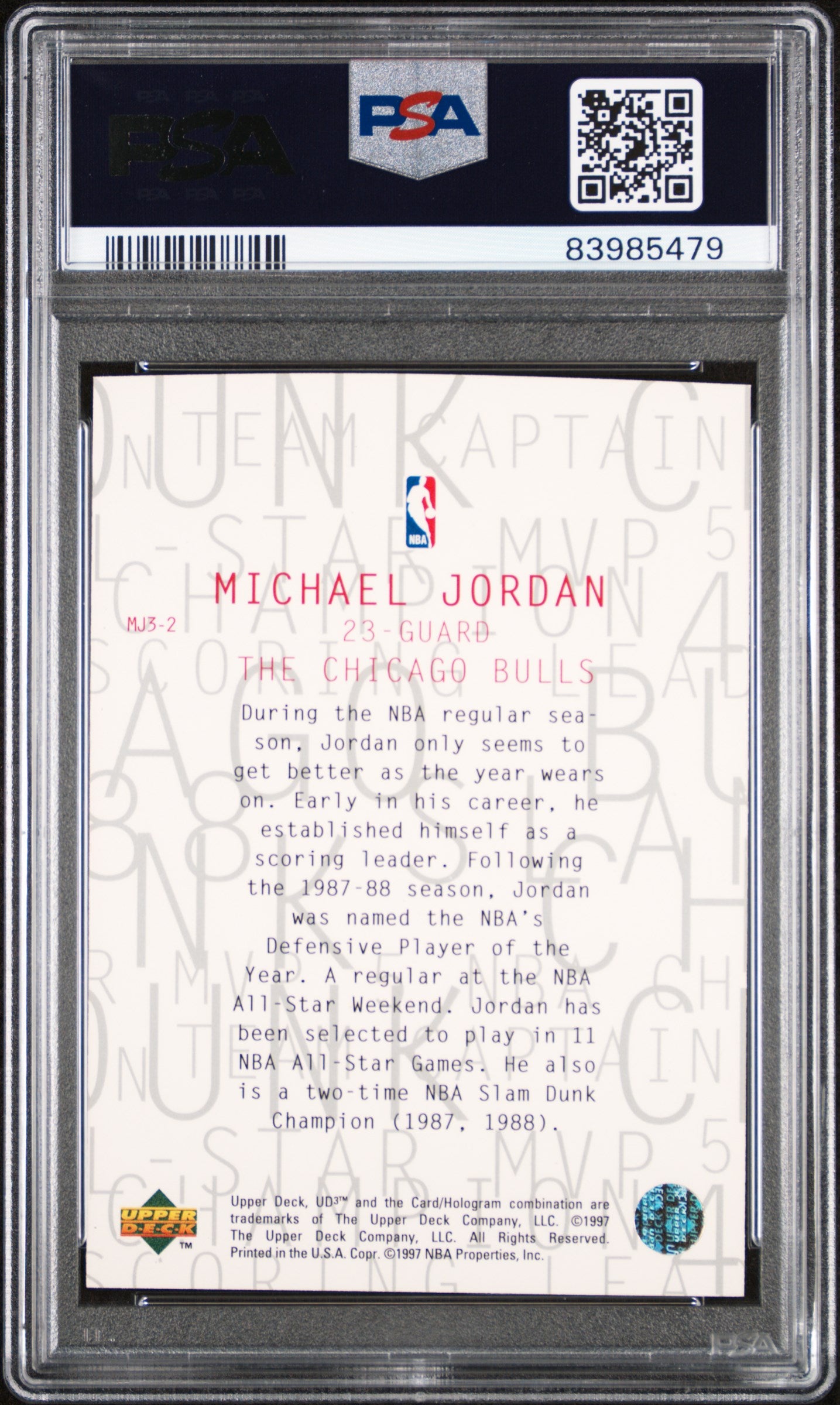 1997 Ud3 MJ3 #MJ3-2 Michael Jordan PSA 9