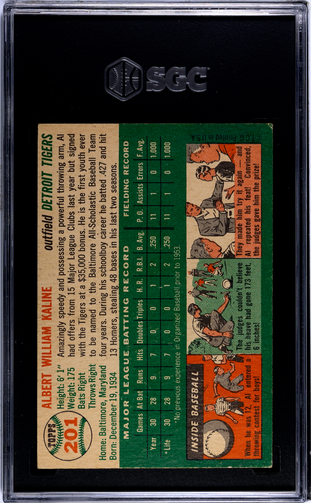 1954 Topps #201 Al Kaline RC Rookie SGC 4 VG-EX Nice Color