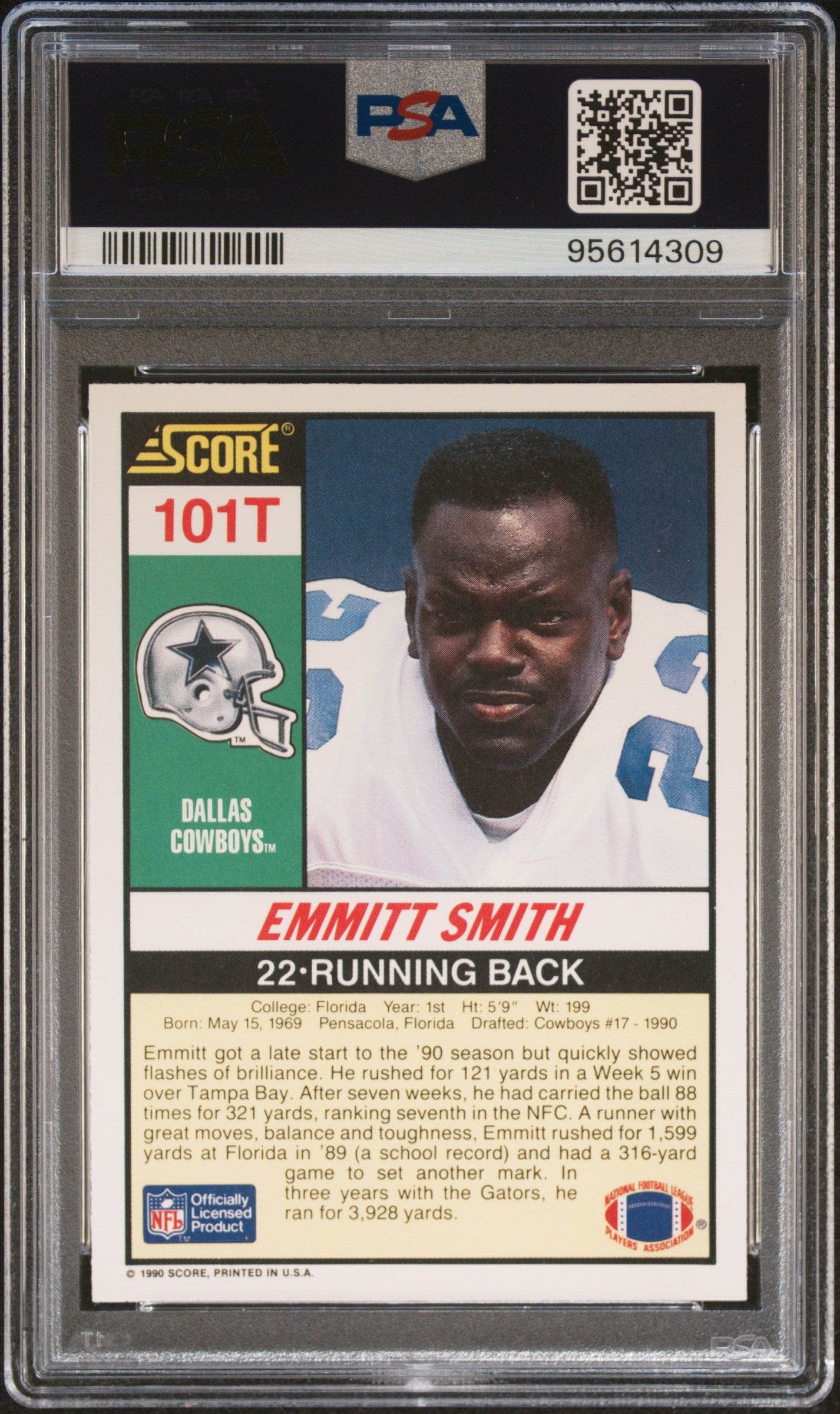 1990 Score Supplemental #101T Emmitt Smith RC Rookie PSA 10 GEM MINT New Label
