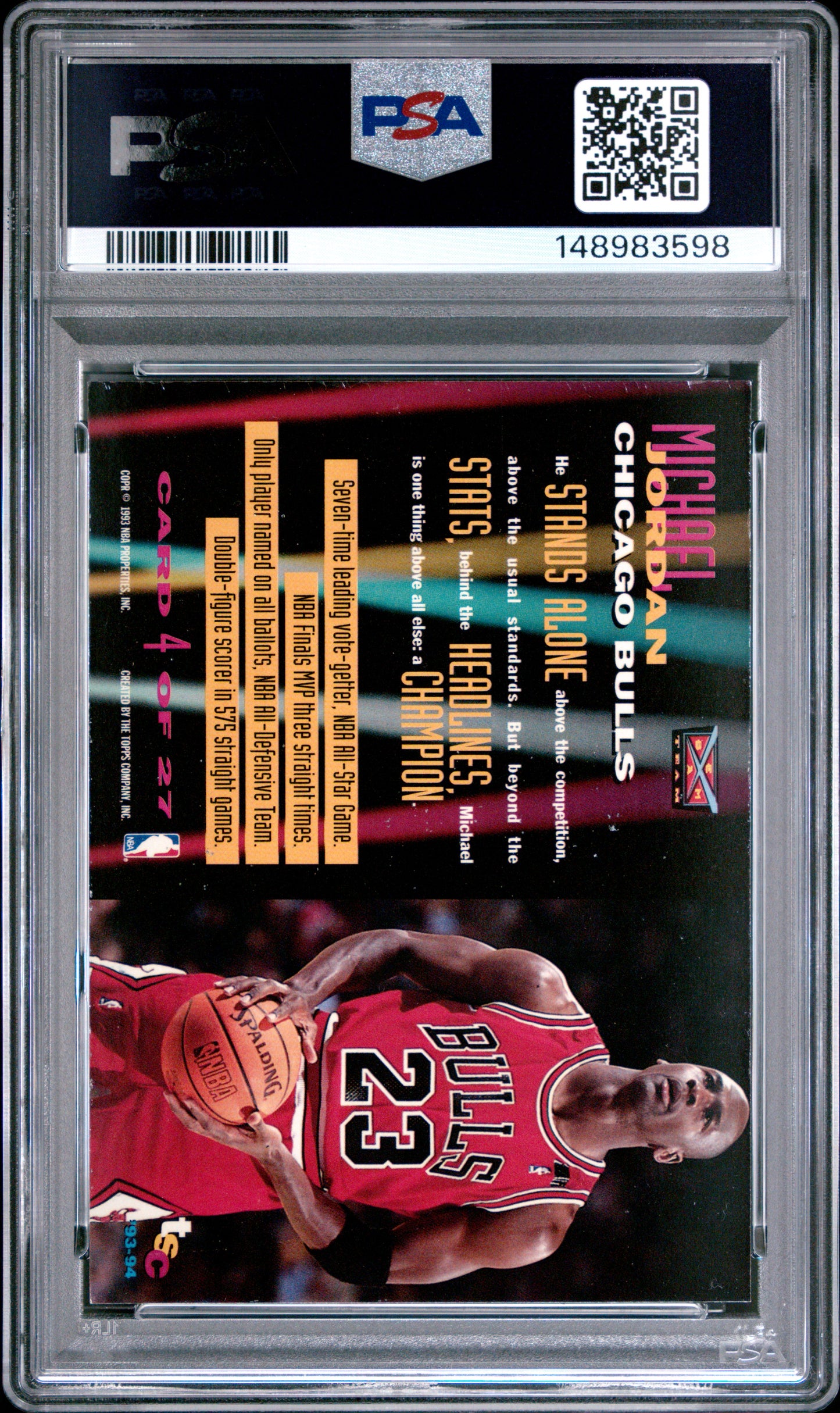 1993 Stadium Club Beam Team Michael Jordan #4 PSA 8 NM-MT