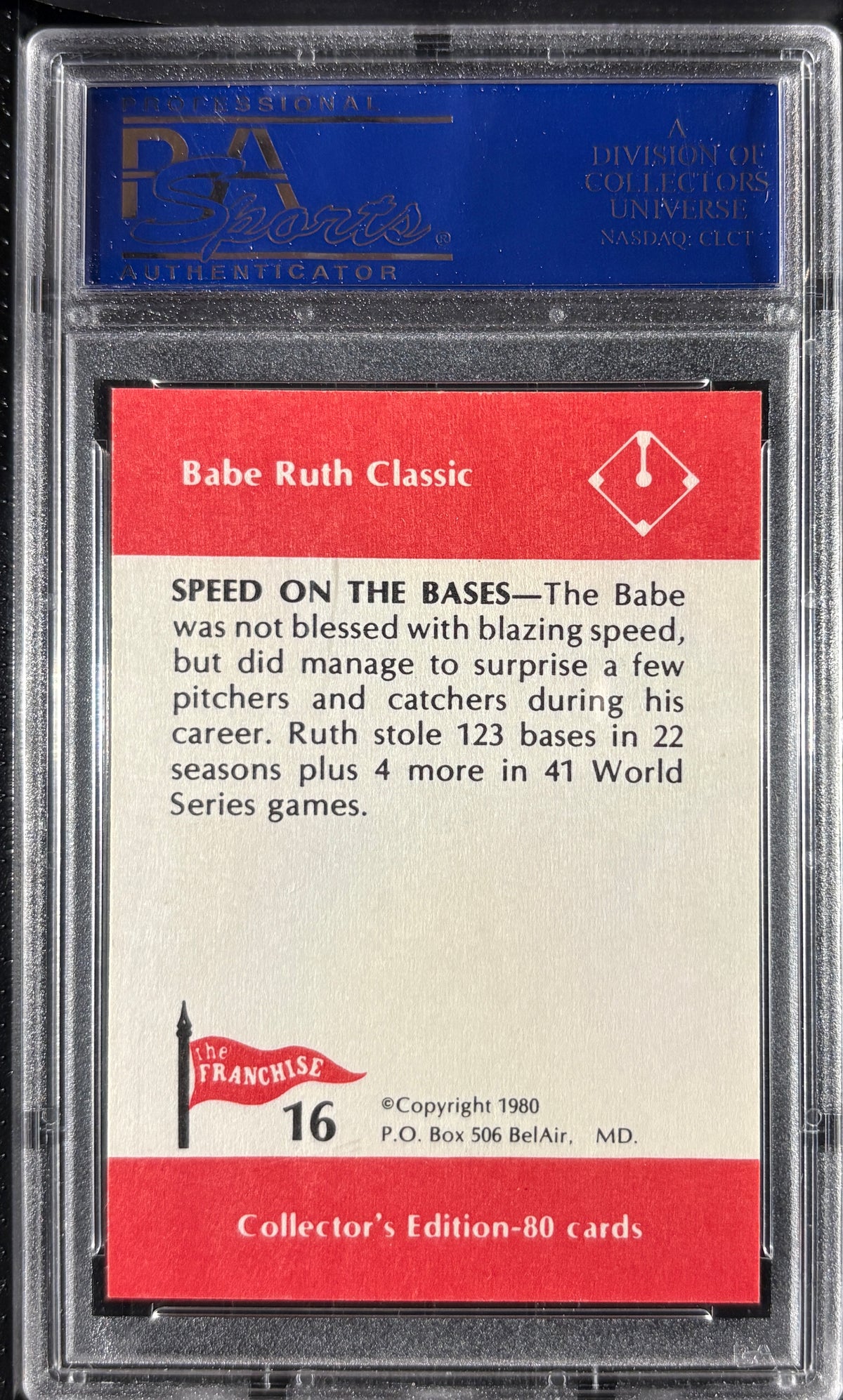 1980 Franchise Babe Ruth #16 Speed on the Bases PSA 10 GEM MT