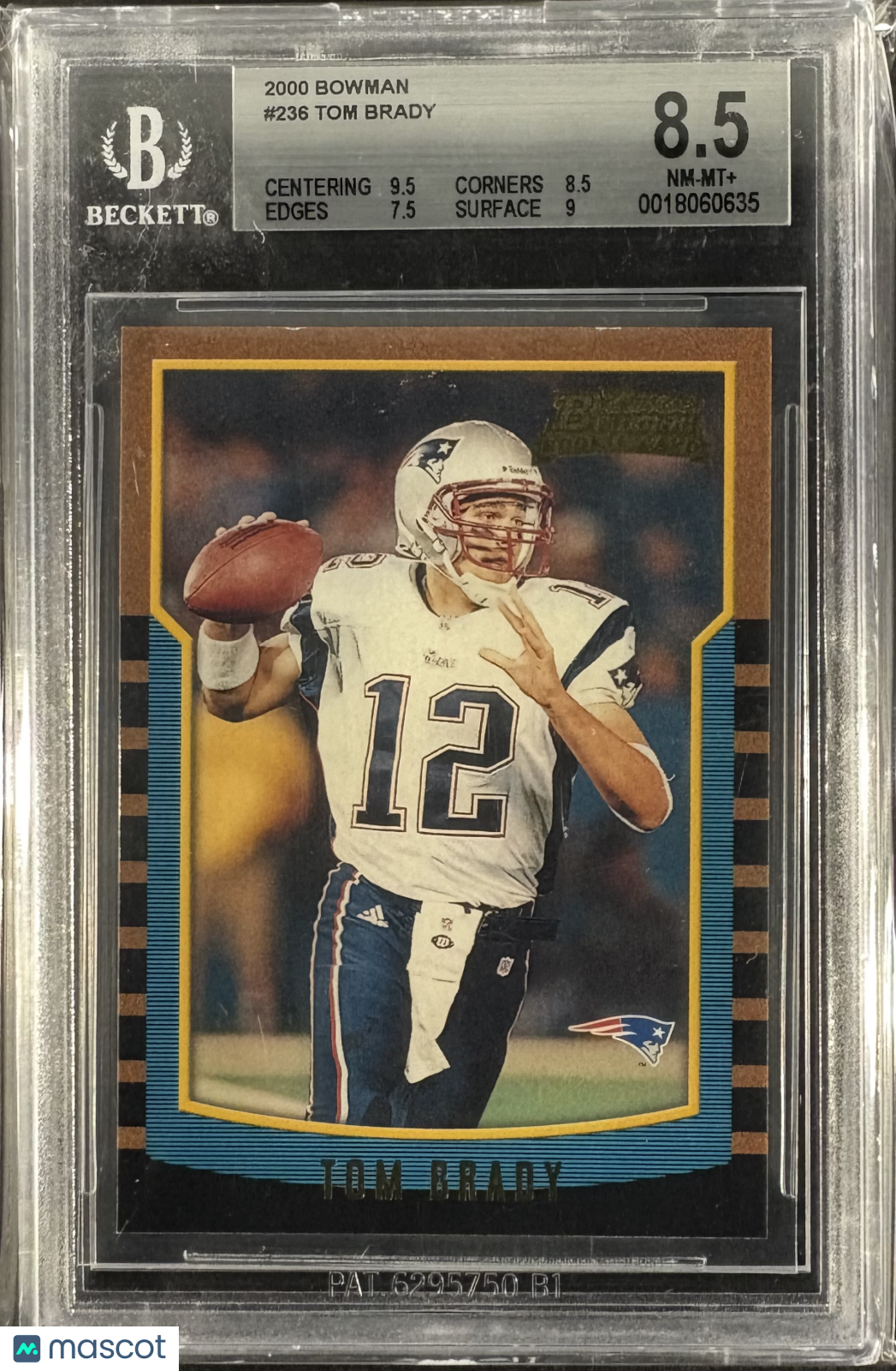 2000 Bowman Tom Brady #236 RC Rookie BGS 8.5 NM-MT+