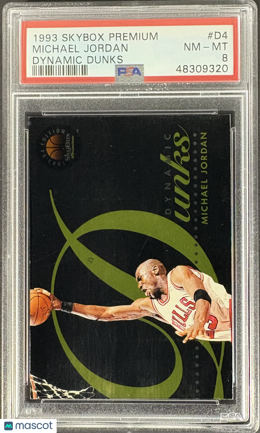 1993 Skybox Premium Dynamic Dunks Michael Jordan #D4 PSA 8