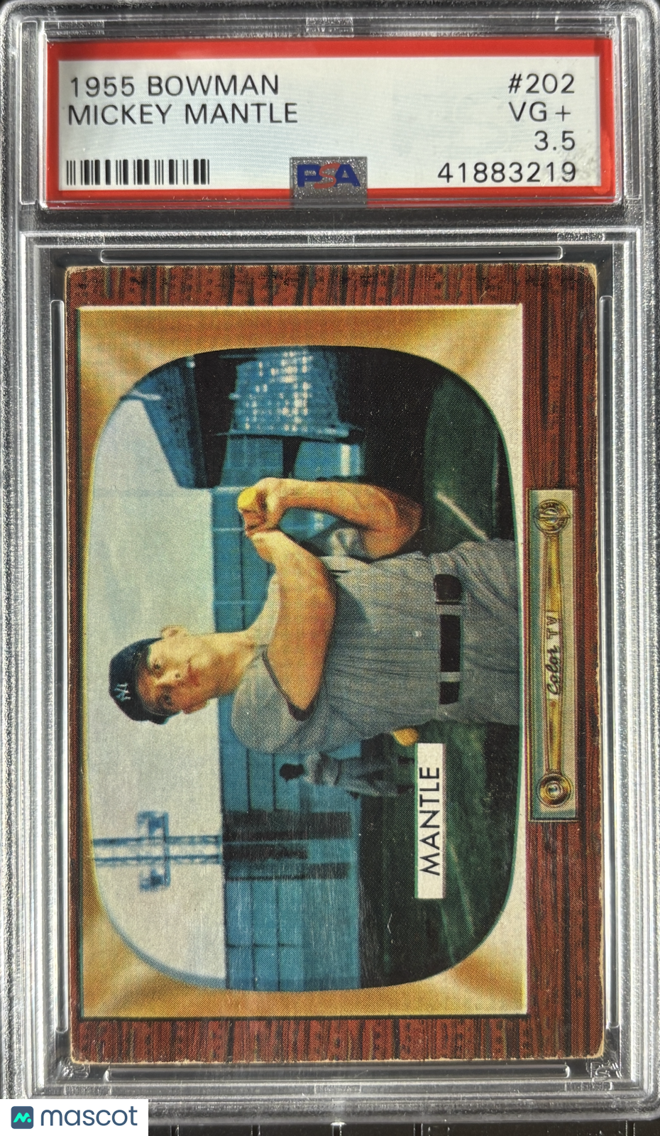 1955 Bowman #202 Mickey Mantle PSA 3.5 VG+ New Label