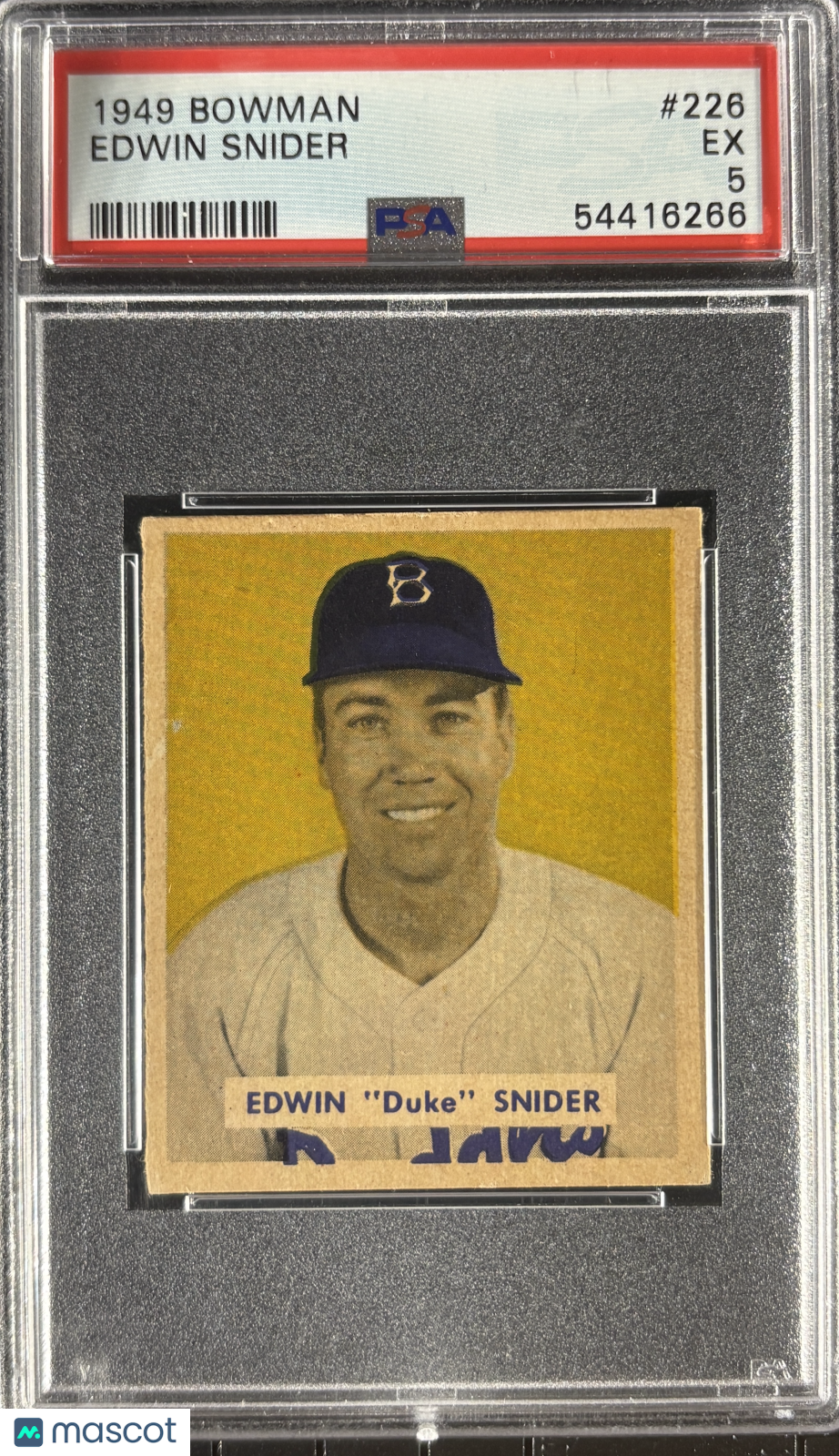 1949 Bowman #226 Edwin Duke Snider RC Rookie PSA 5 EX New Label