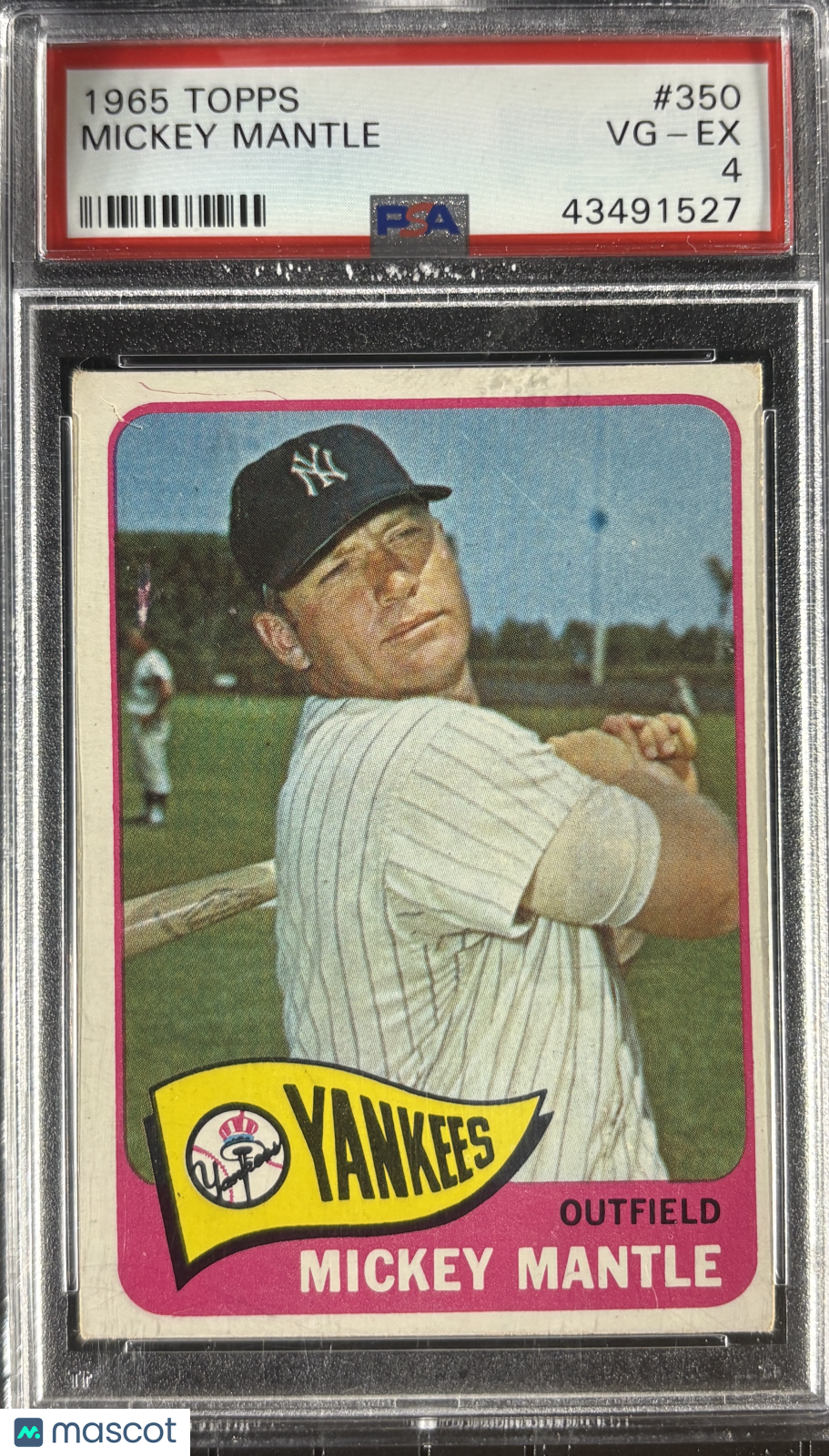 1965 Topps #350 Mickey Mantle PSA 4 VG-EX New Label