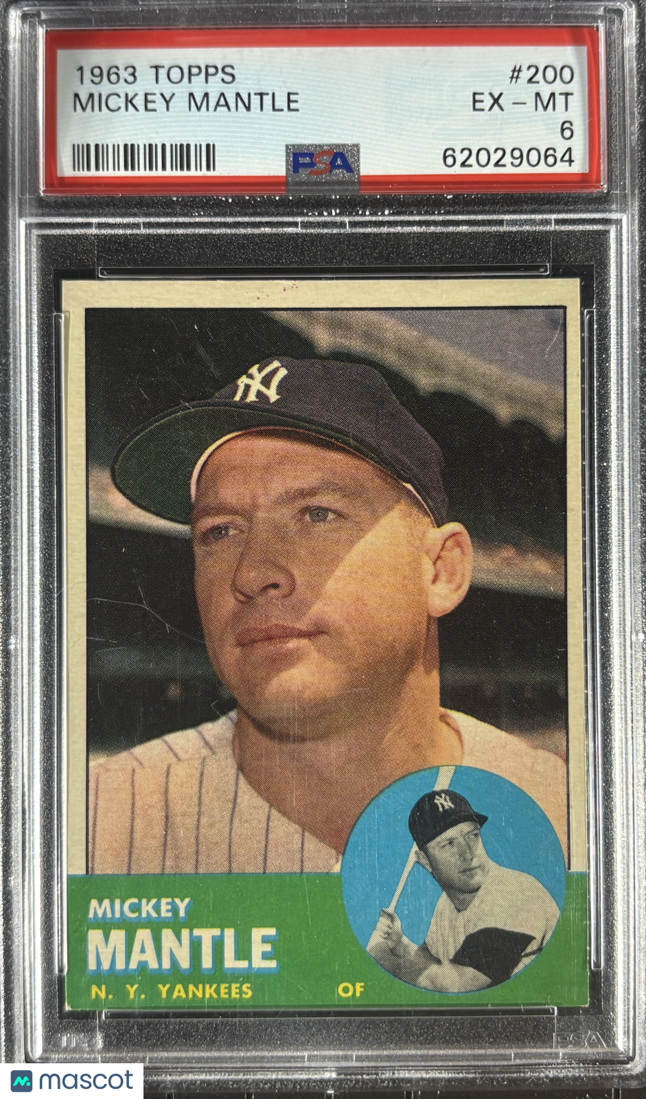 1963 Topps #200 Mickey Mantle PSA 6 EX-MT Sharp New Label