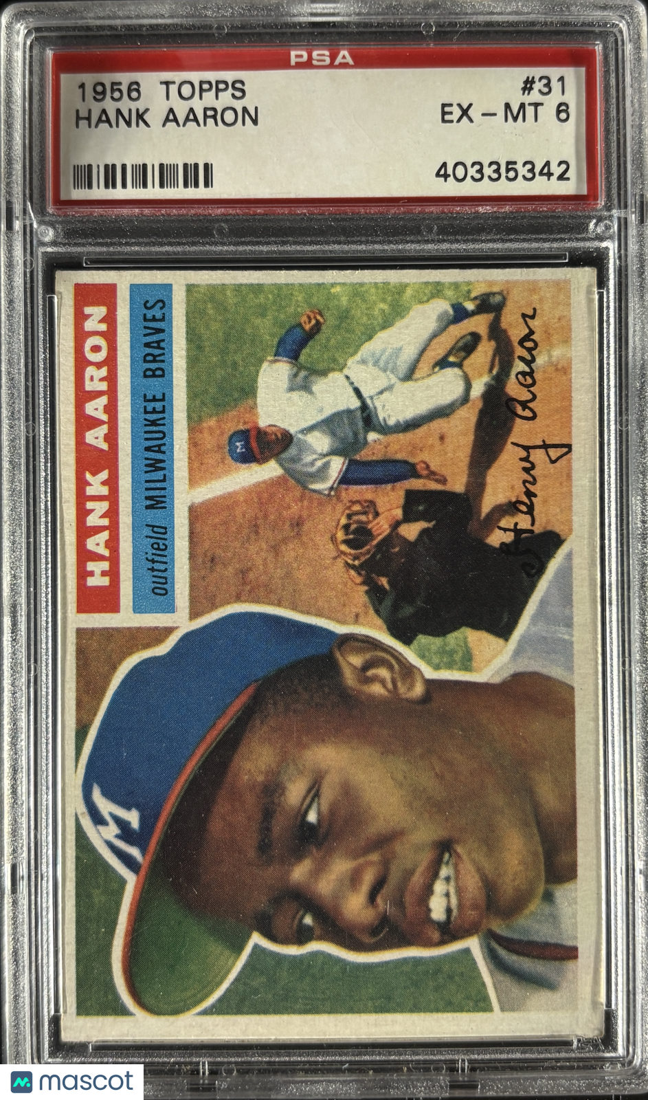 1956 Topps #31 Hank Aaron Gray Back PSA 6