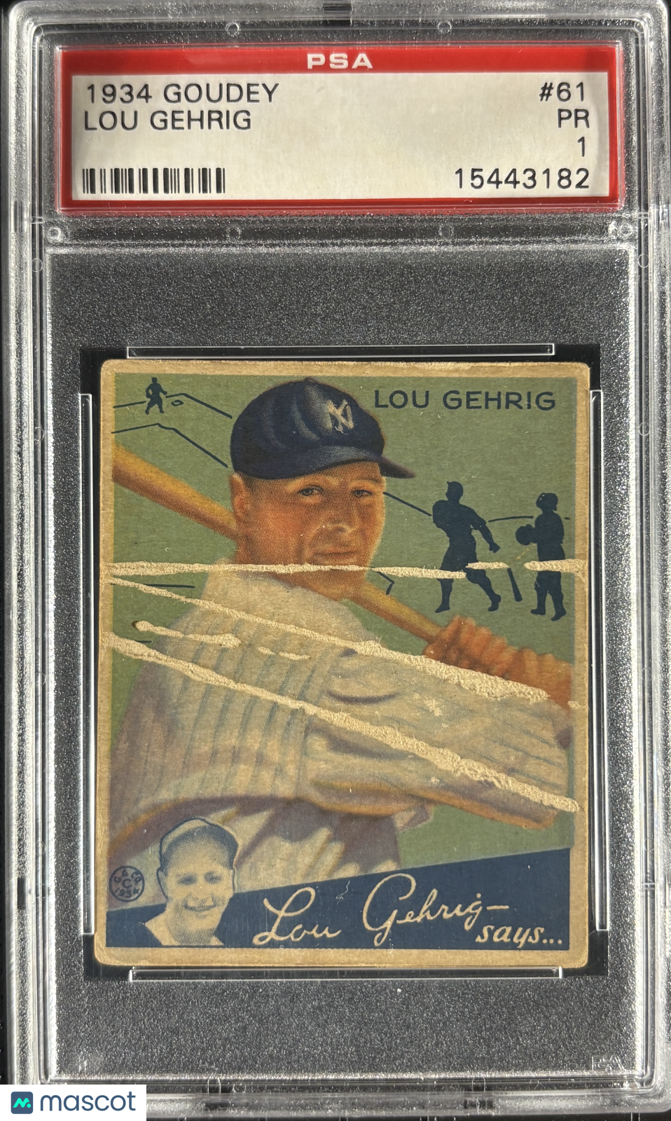 1934 Goudey #61 Lou Gehrig PSA 1