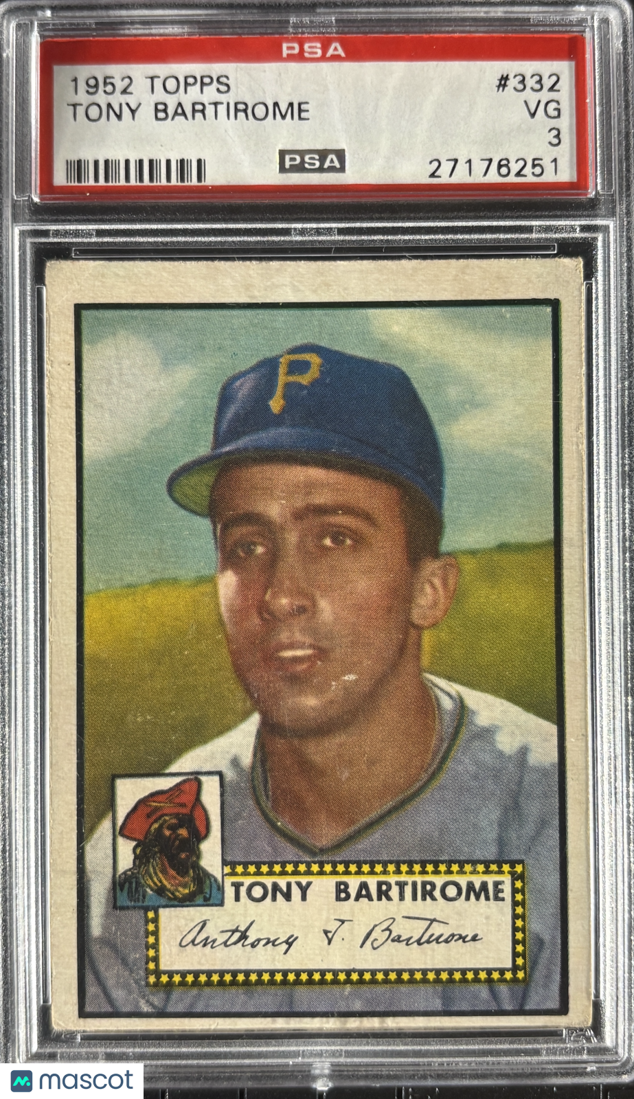 1952 Topps #332 Tony Bartirome PSA 3 VG
