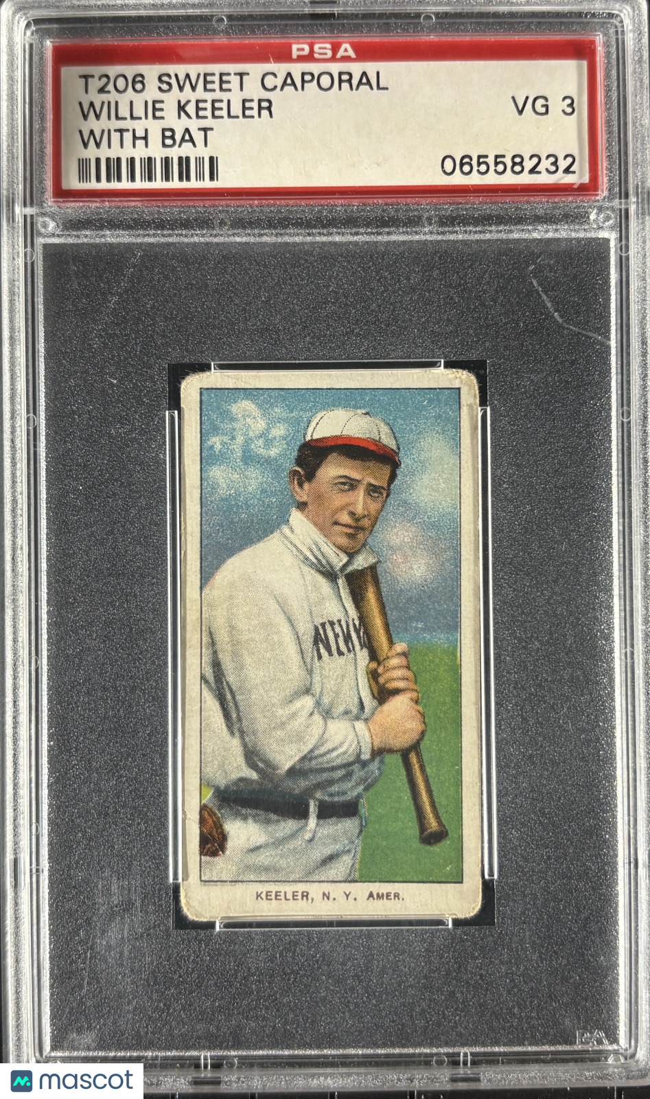 1909-11 T206 Sweet Caporal Willie Keeler With Bat PSA 3 VG